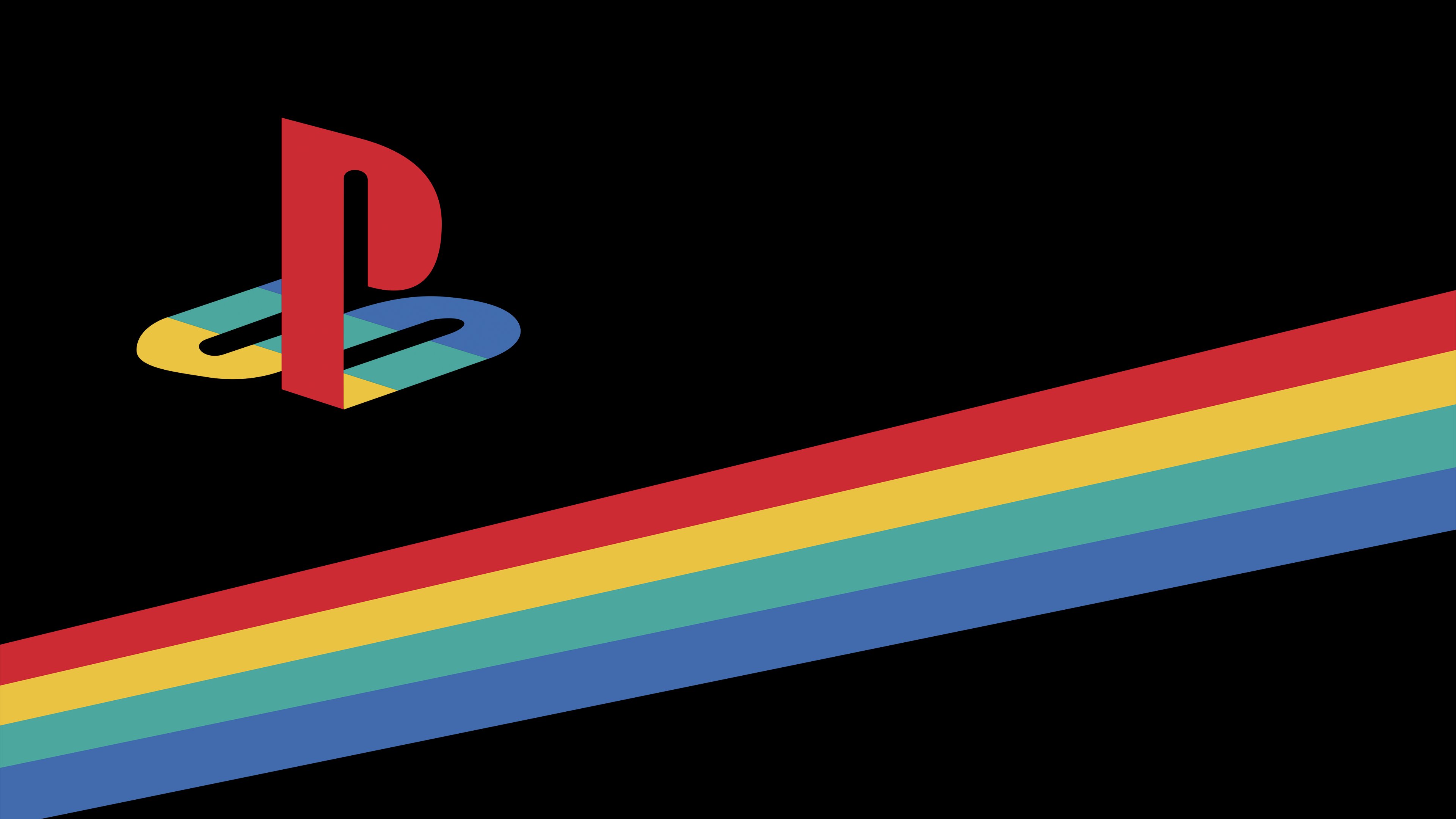 PlayStation Wallpaper 4K, Retro, Logo, AMOLED, Technology, #4844