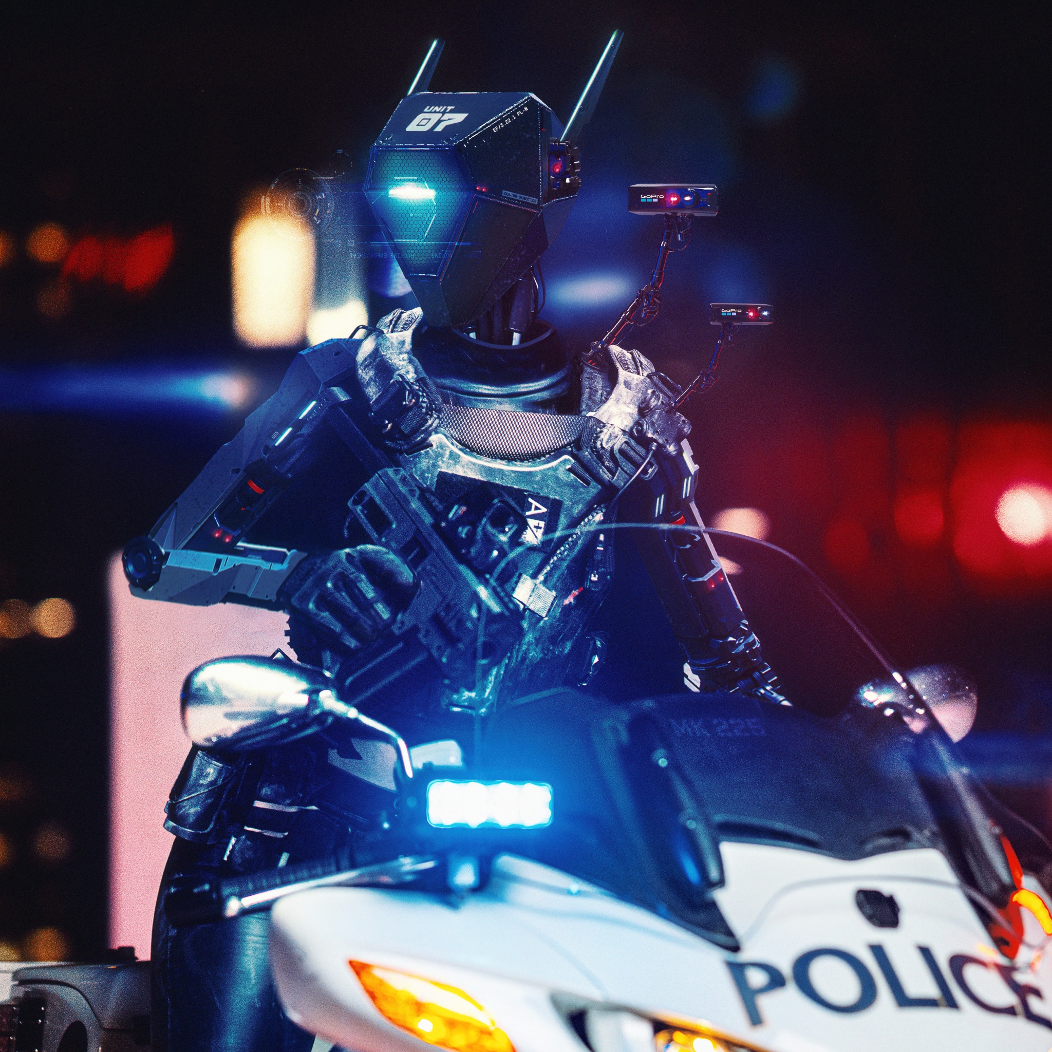 Police Wallpaper 4K, Chappie, Robot, Cyberpunk, Cop