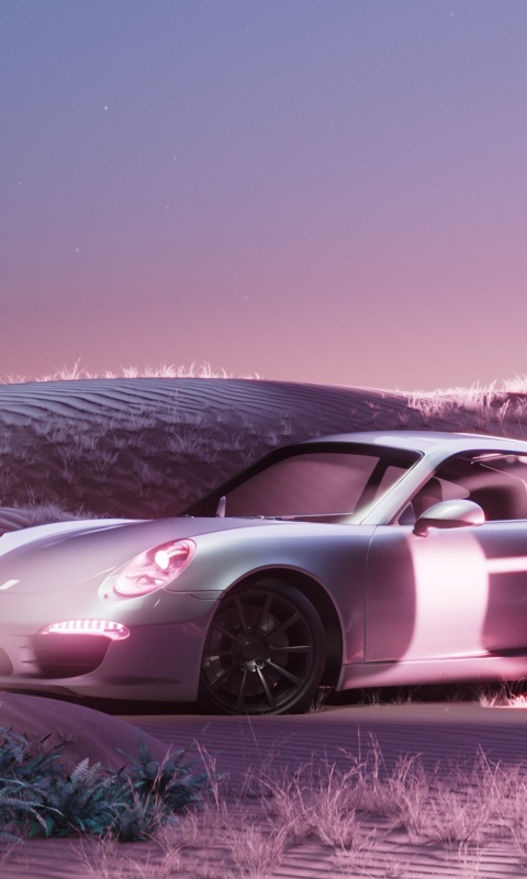 Porsche 911 Wallpaper 4K, Pink aesthetic, CGI, Surreal