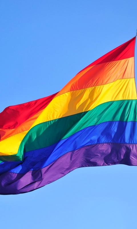 Pride flag Wallpaper 4K, LGBTQ, Rainbow, Blue Sky