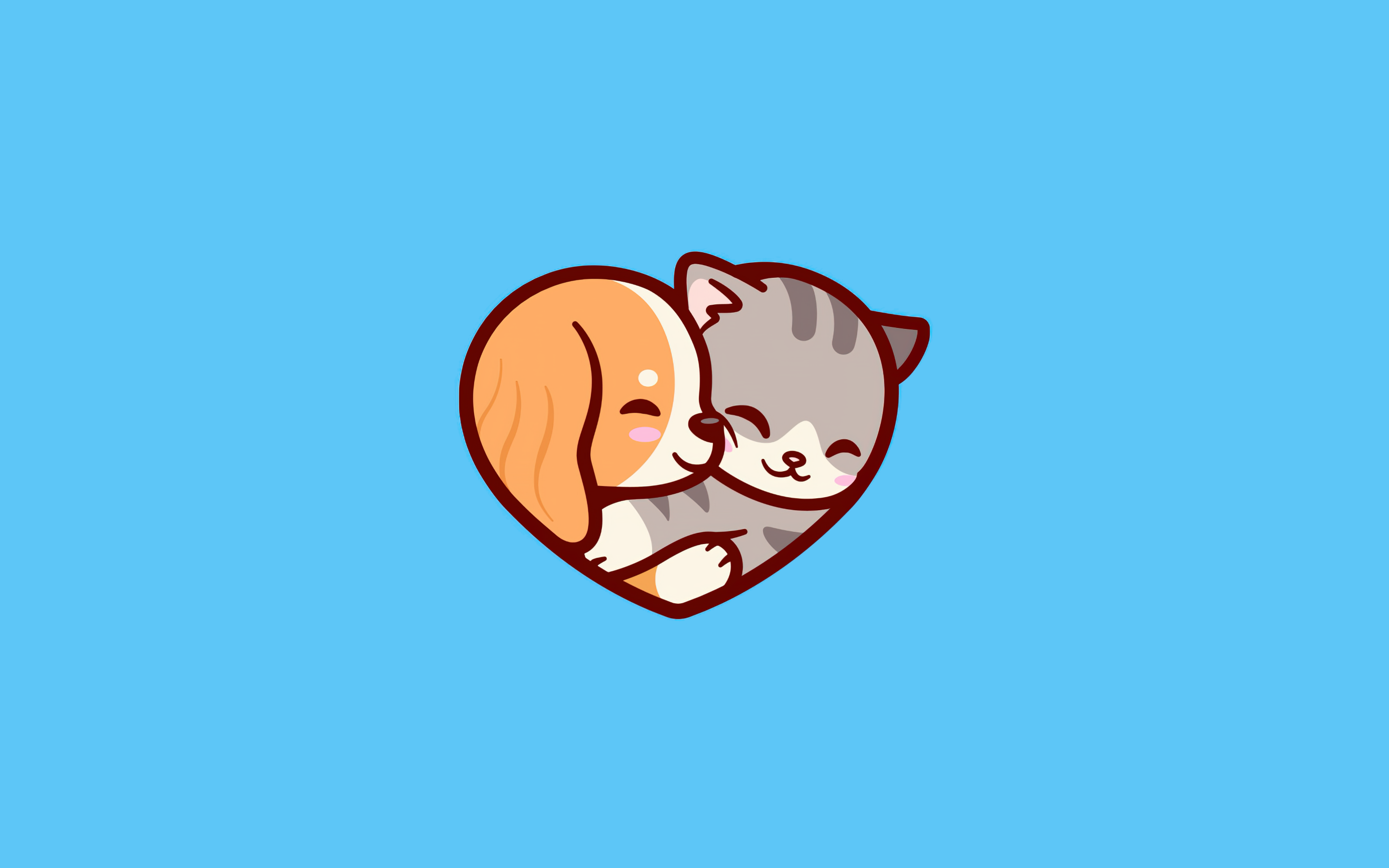 Puppy Wallpaper 4K, Kitten, Love heart