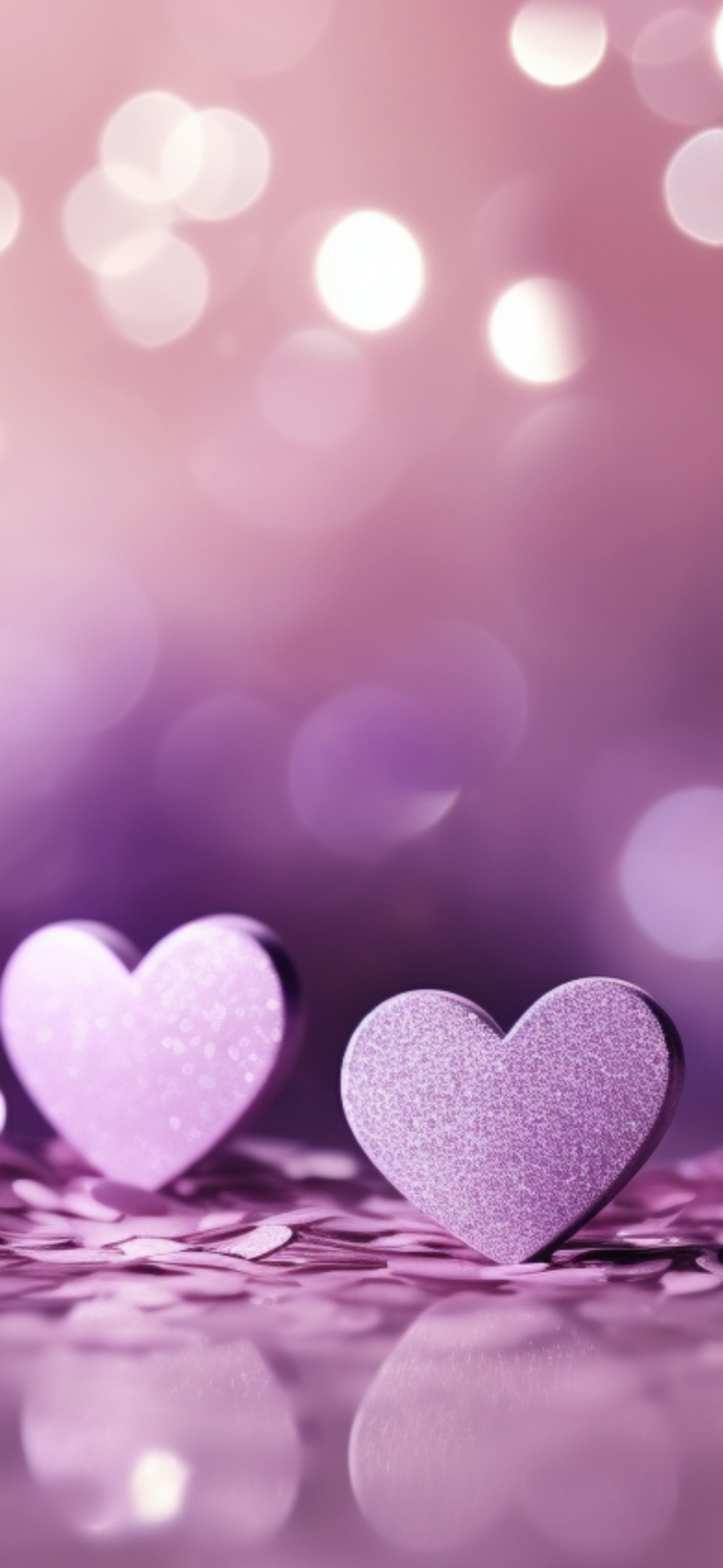 Purple Hearts Wallpaper 4k, Glitter Background