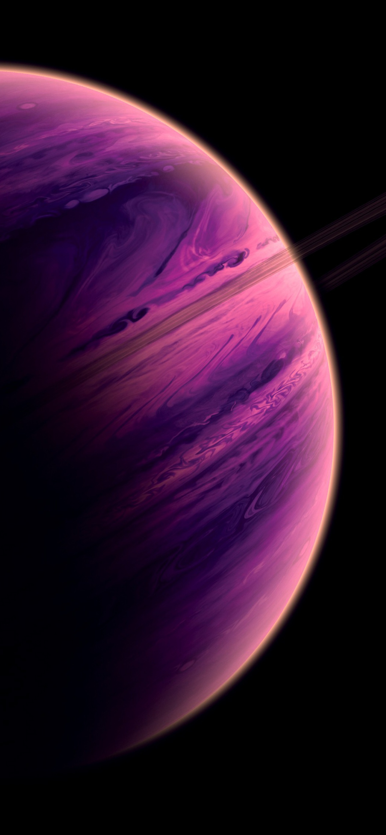 Purple Planet Wallpaper 4K, Dark background, Saturn, Space, #6425