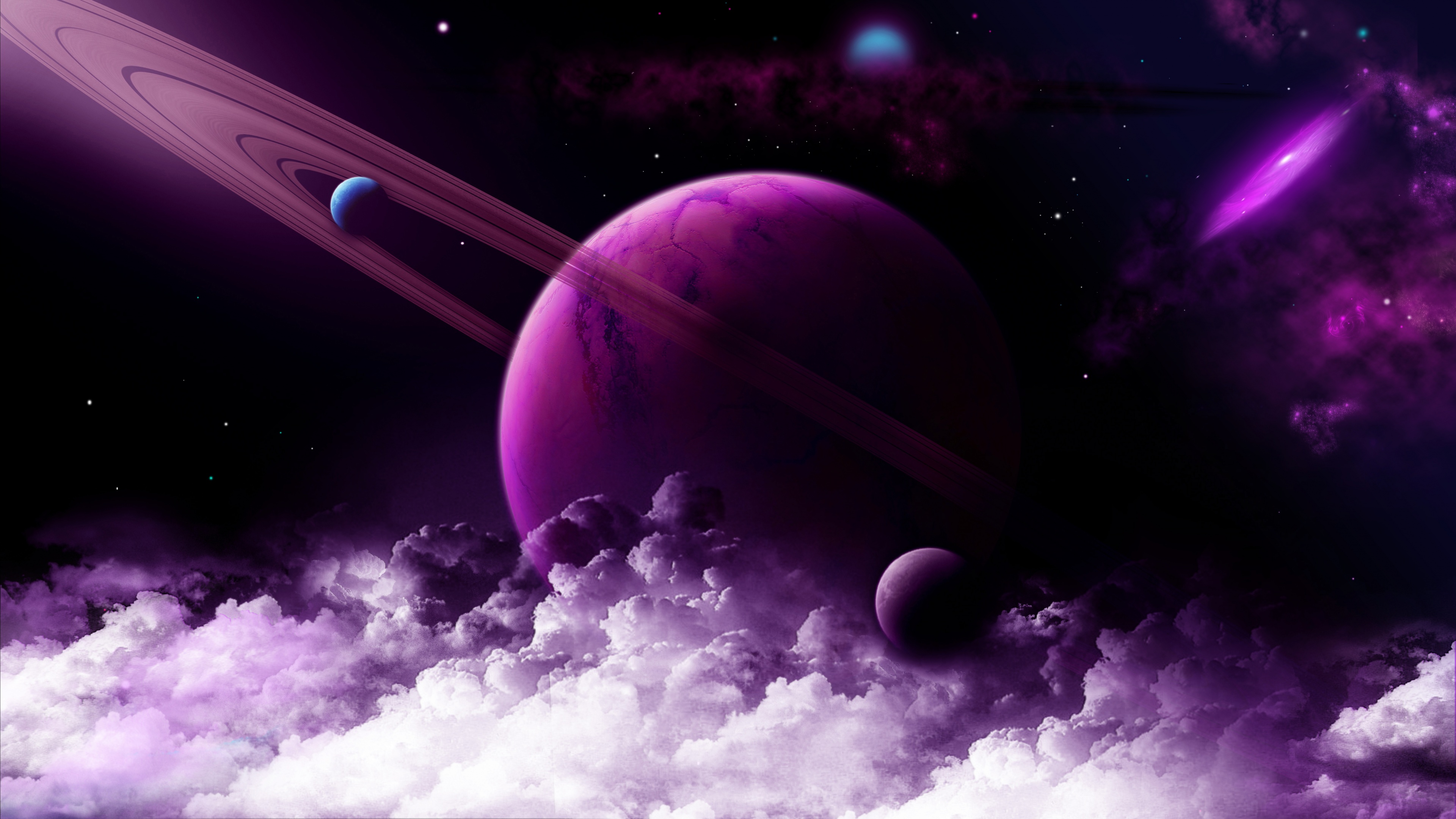 Purple Planet Wallpaper 4K, Saturn Rings, Nebula, Space, #6416
