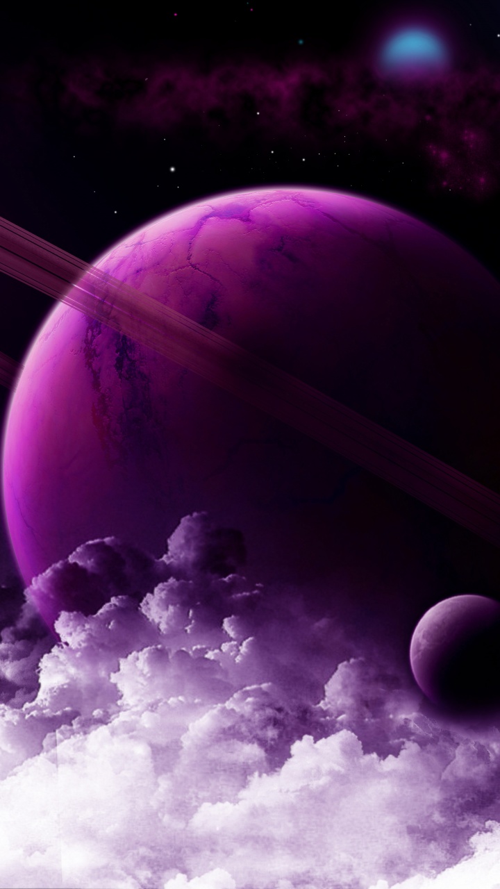 Purple Planet Wallpaper 4K Saturn Rings Nebula Galaxy 6416