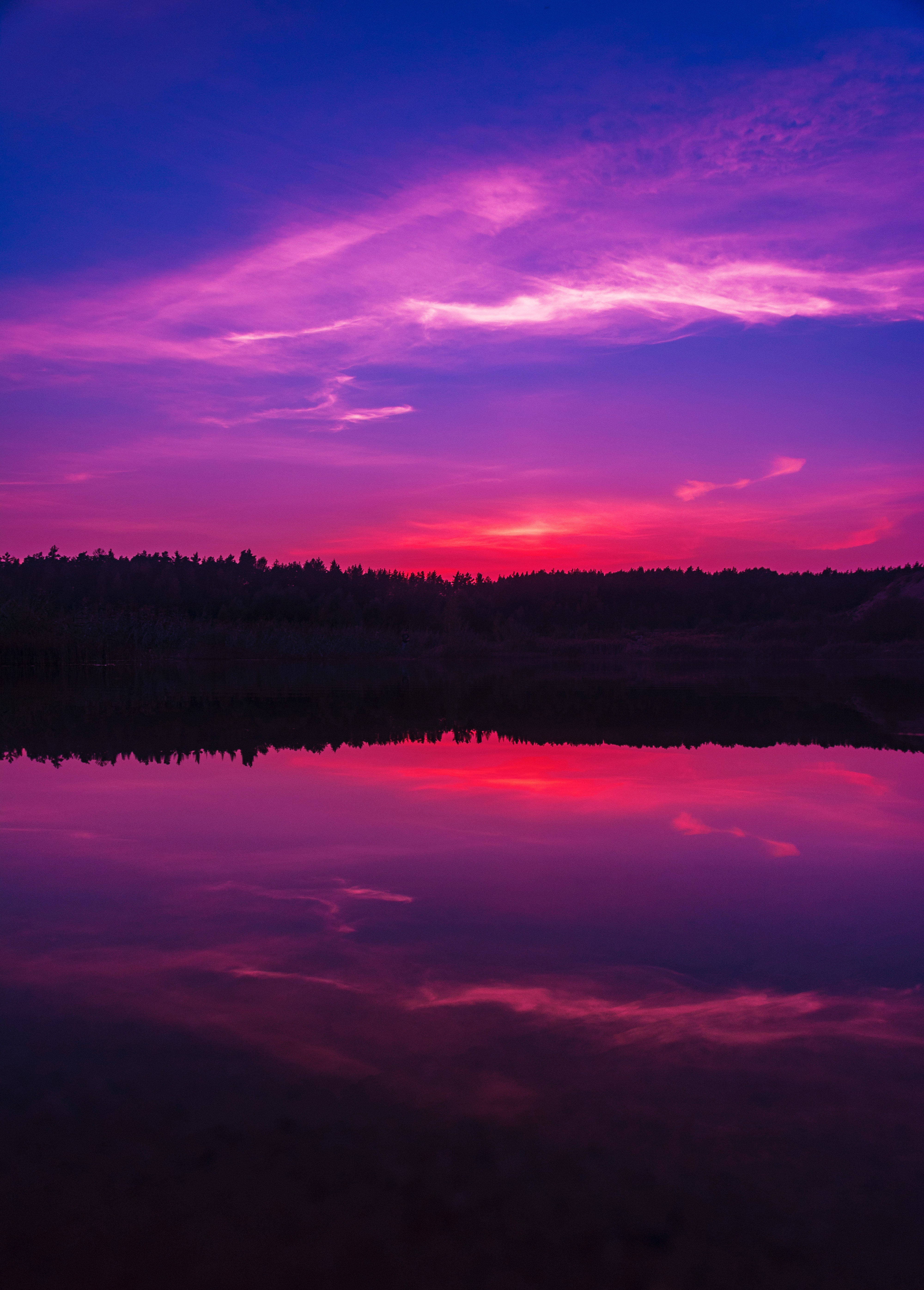 Purple sky Wallpaper 4K, Sunset, Body of Water, Nature, #3407