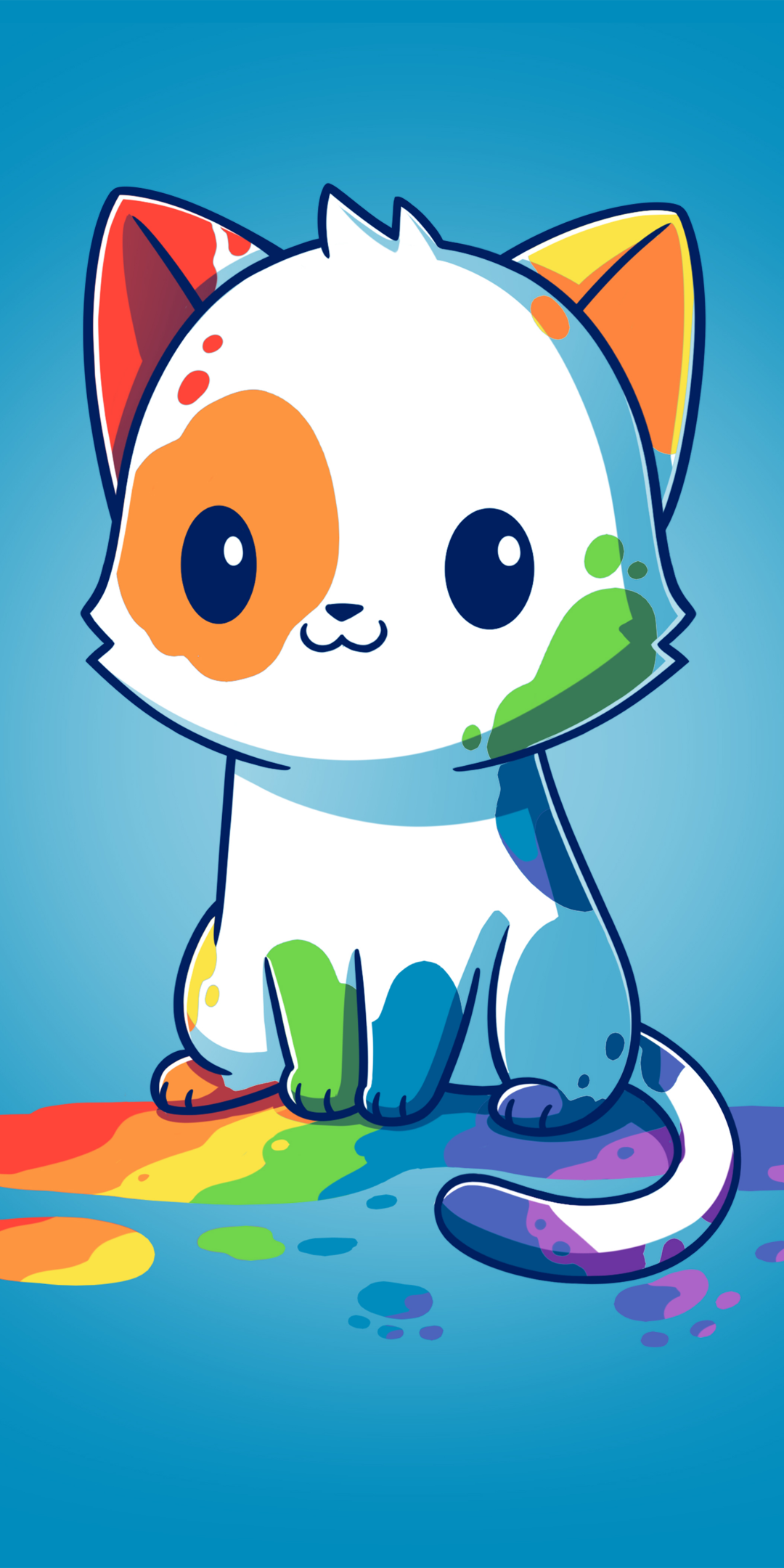 Rainbow cat Wallpaper 4K, Blue background, Cute, #11111