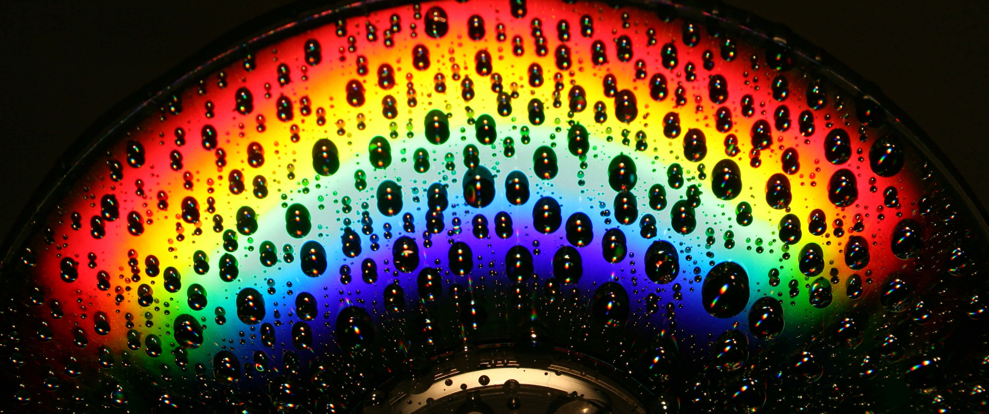 Rainbow Wallpaper 4K, CD, Droplets, Macro, Photography, #3203
