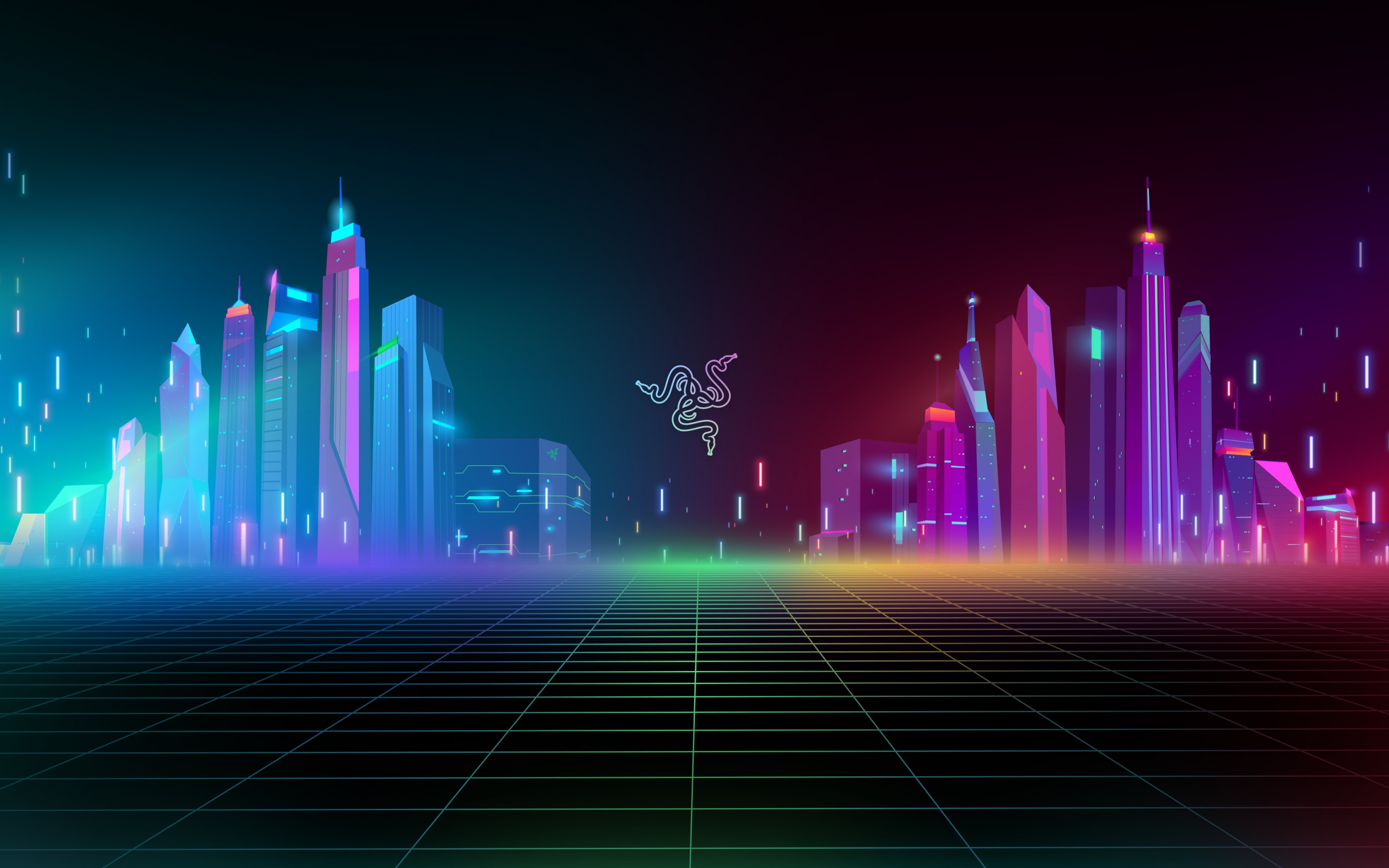 Razer Wallpaper 4K, Cyber city, Neon, Technology, #4415