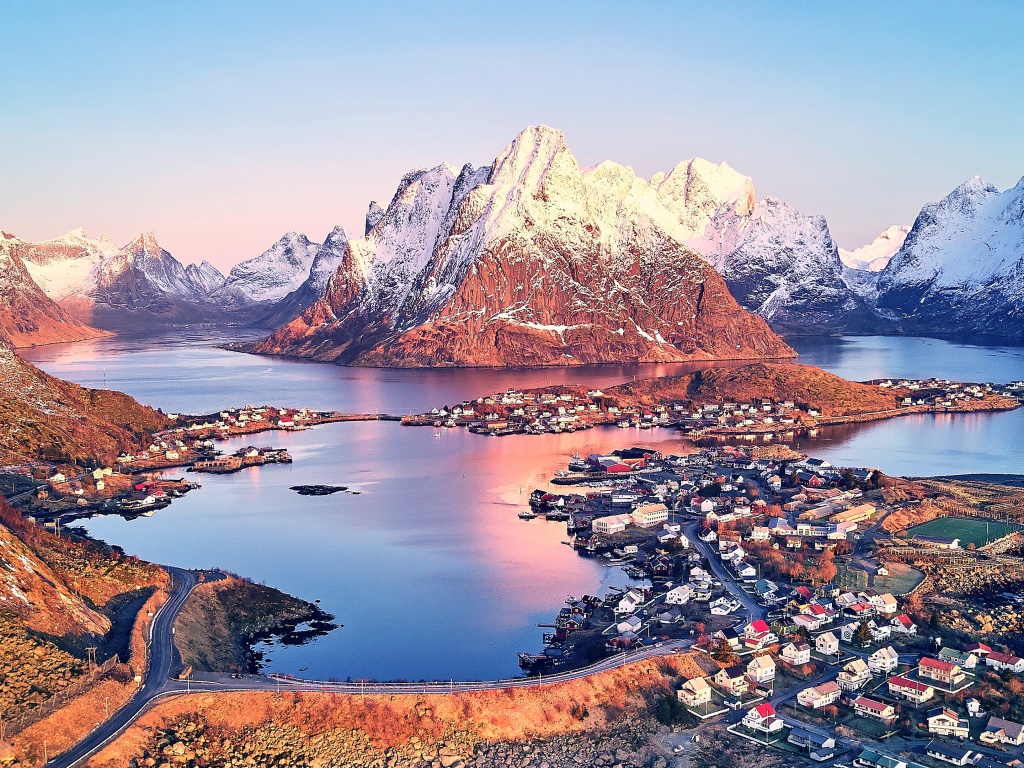 Reine Wallpaper 4K, Nordland, Norway, Aerial