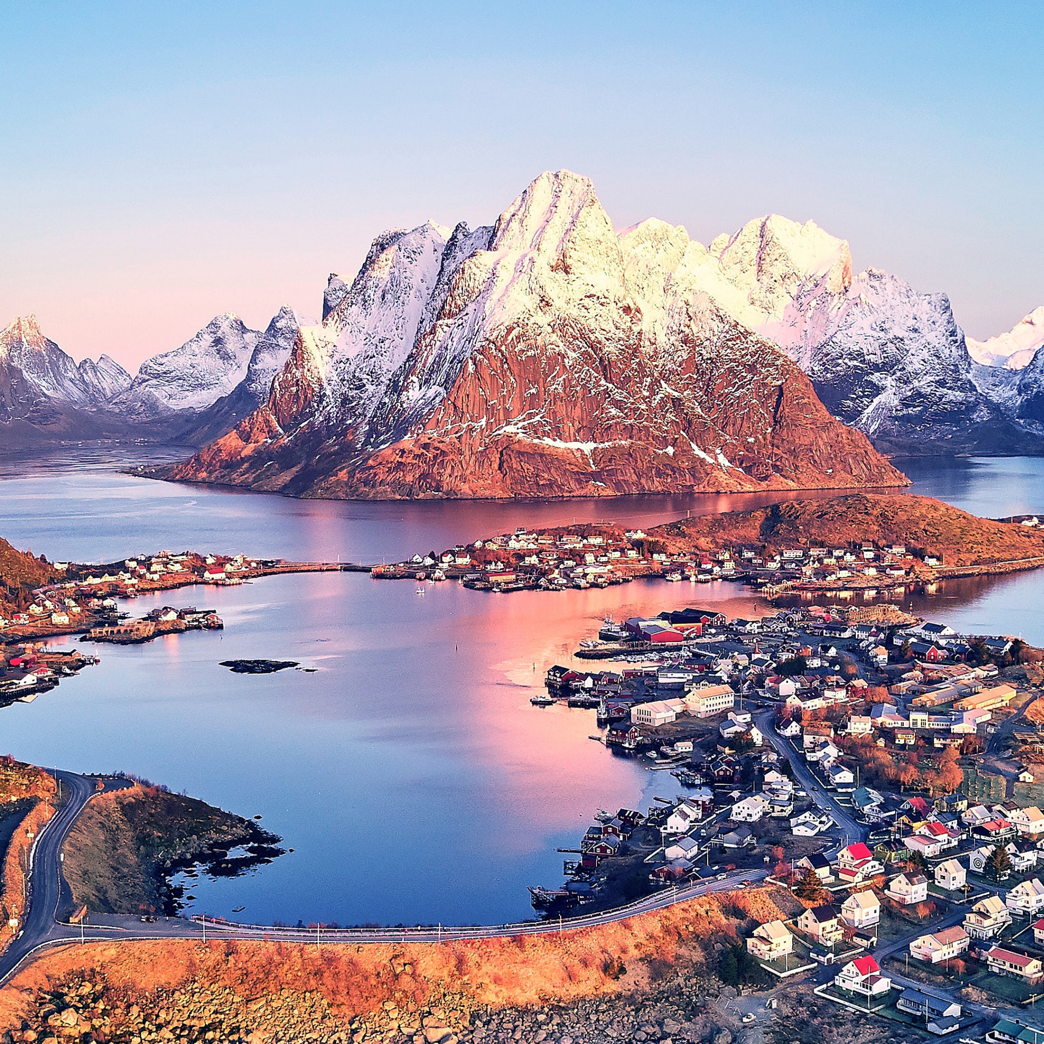 Reine Wallpaper 4K, Nordland, Norway, Aerial