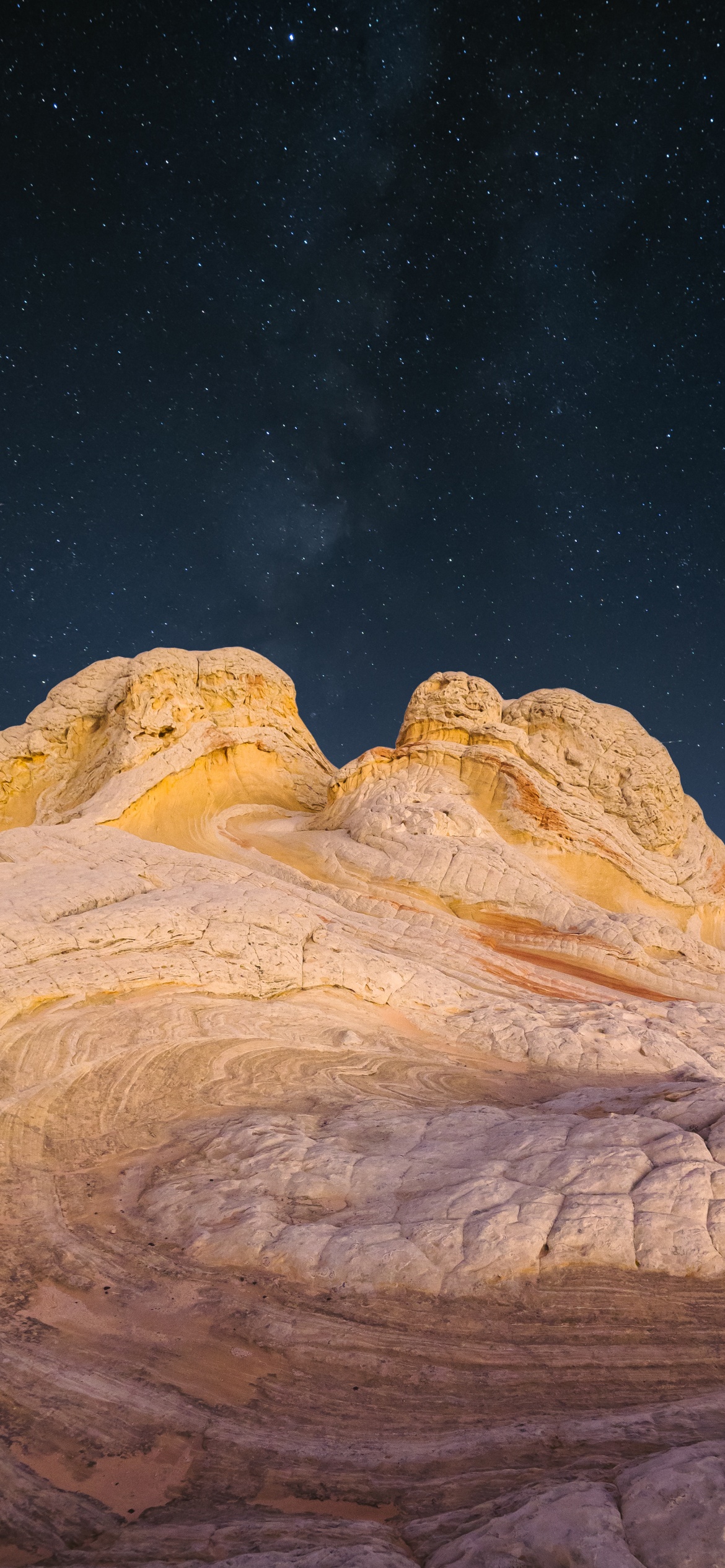 Rock Wallpaper 4K, Desert, Night, Starry sky
