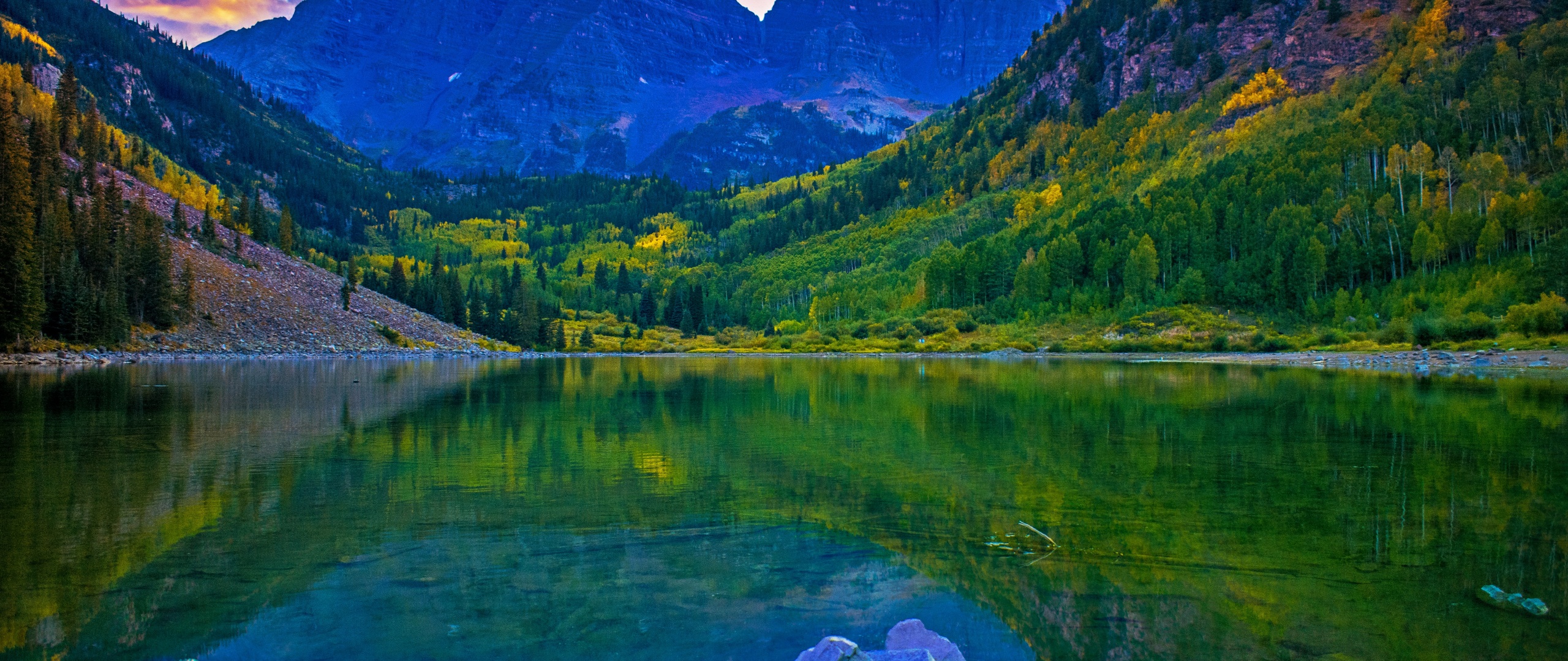 Rocky Mountains Wallpaper 4K, Lake, Green Trees, Reflection