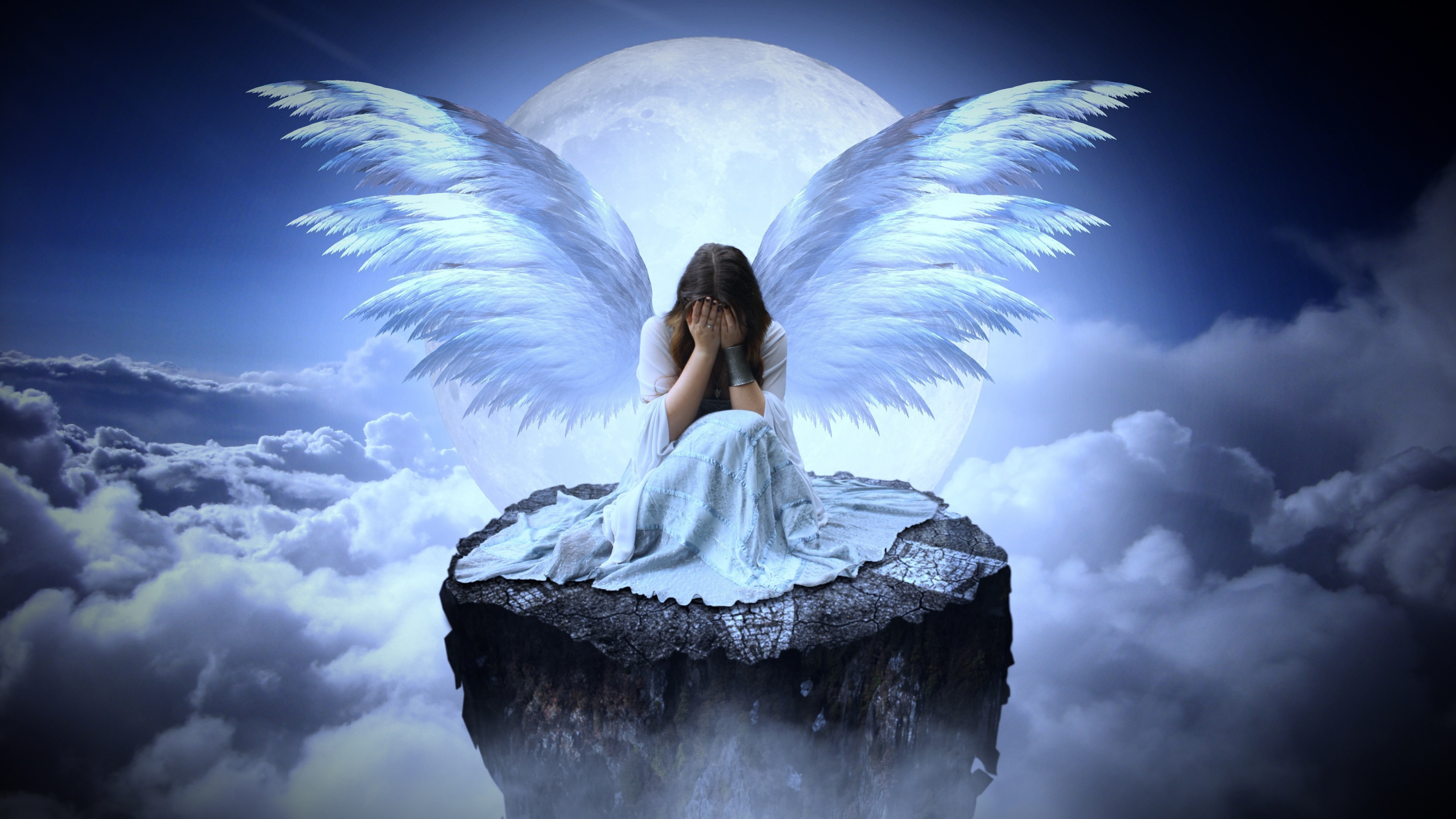 Sad girl Wallpaper 4K, Fairy, Angel wings, Fantasy, #9288
