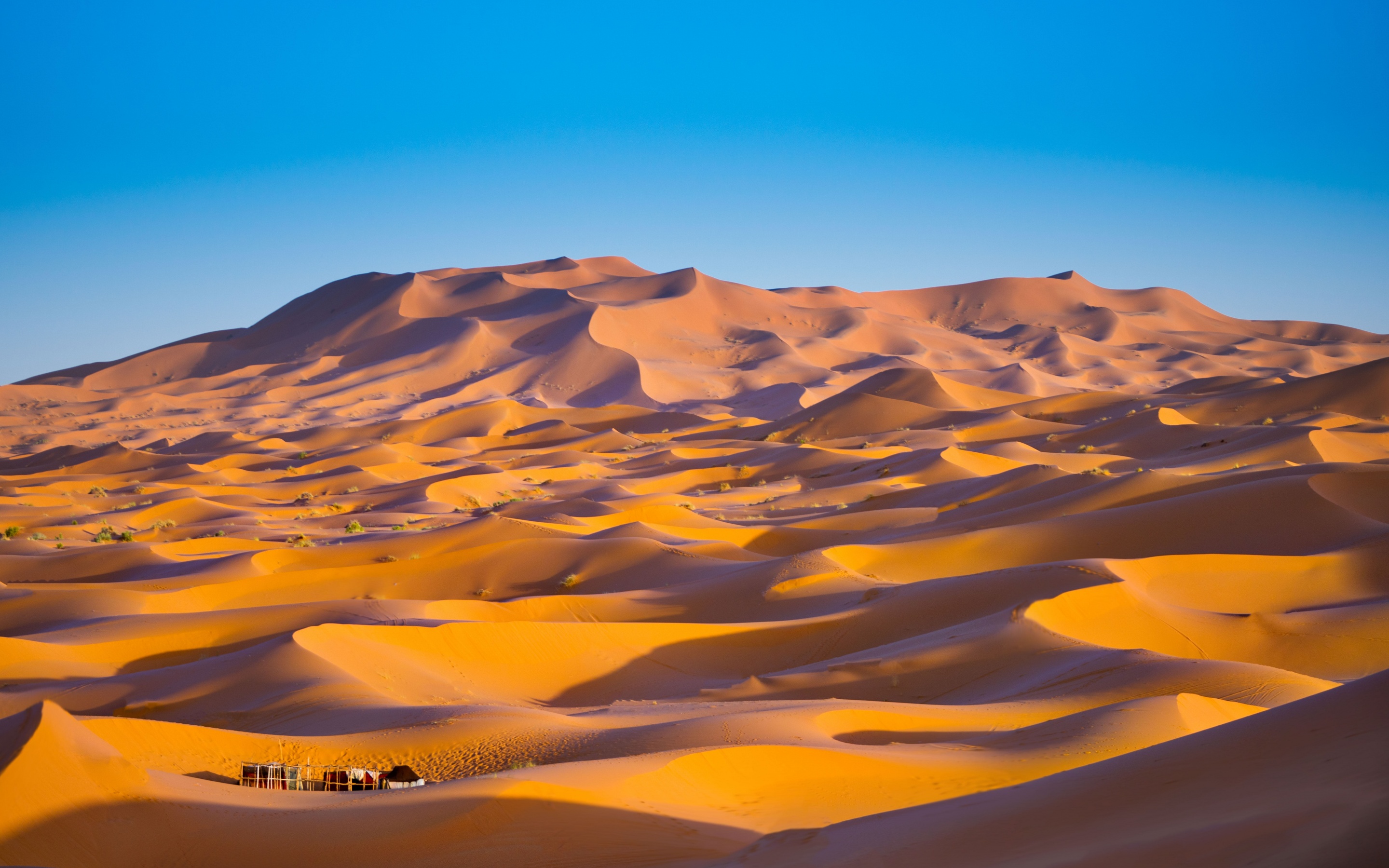 Sahara Desert 4K Wallpaper, Merzouga, Morocco, Sand dune, Blue Sky