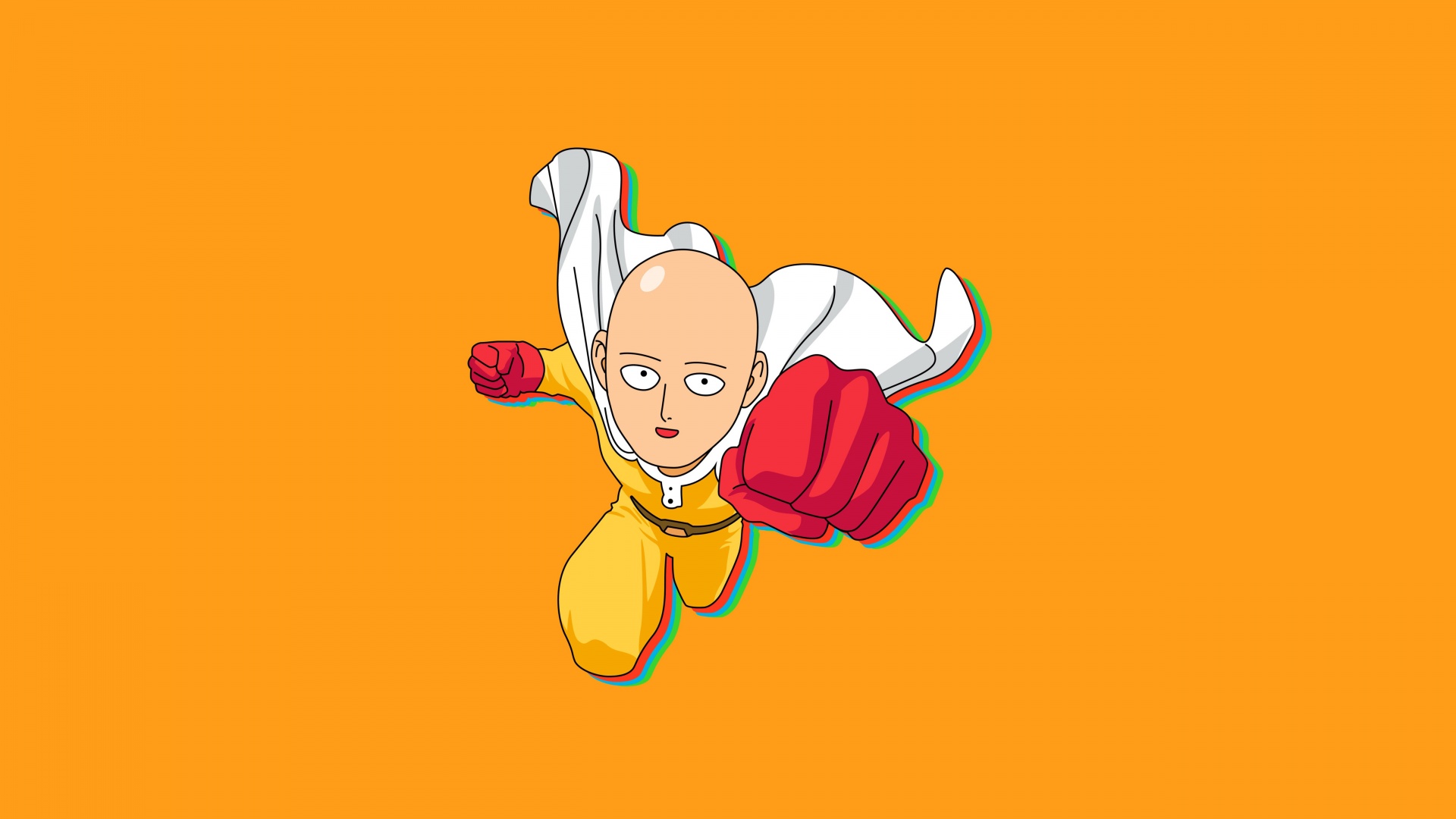 Saitama Wallpaper 4k, Yellow Background, Cartoon