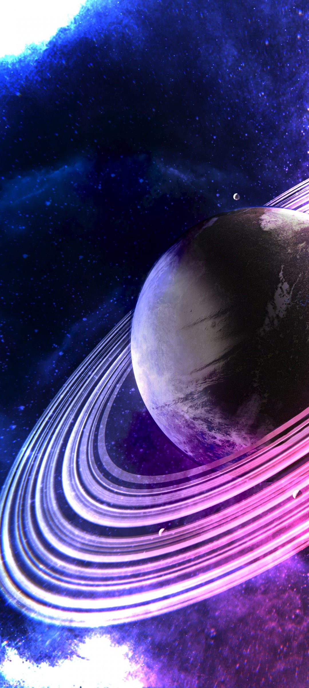 Saturn Wallpaper 4K, Rings of , Surreal, Pink rings