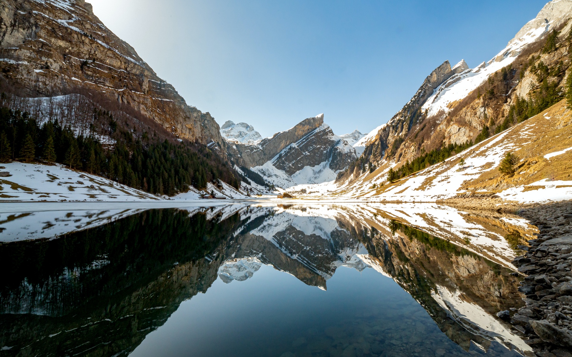 Seealpsee Lake Wallpaper 4k Swiss Alps Mountain Range