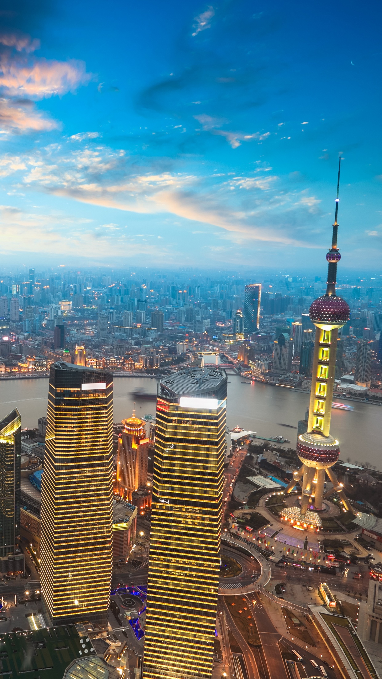 Shanghai City 4K Wallpaper, China, Aerial view, Cityscape