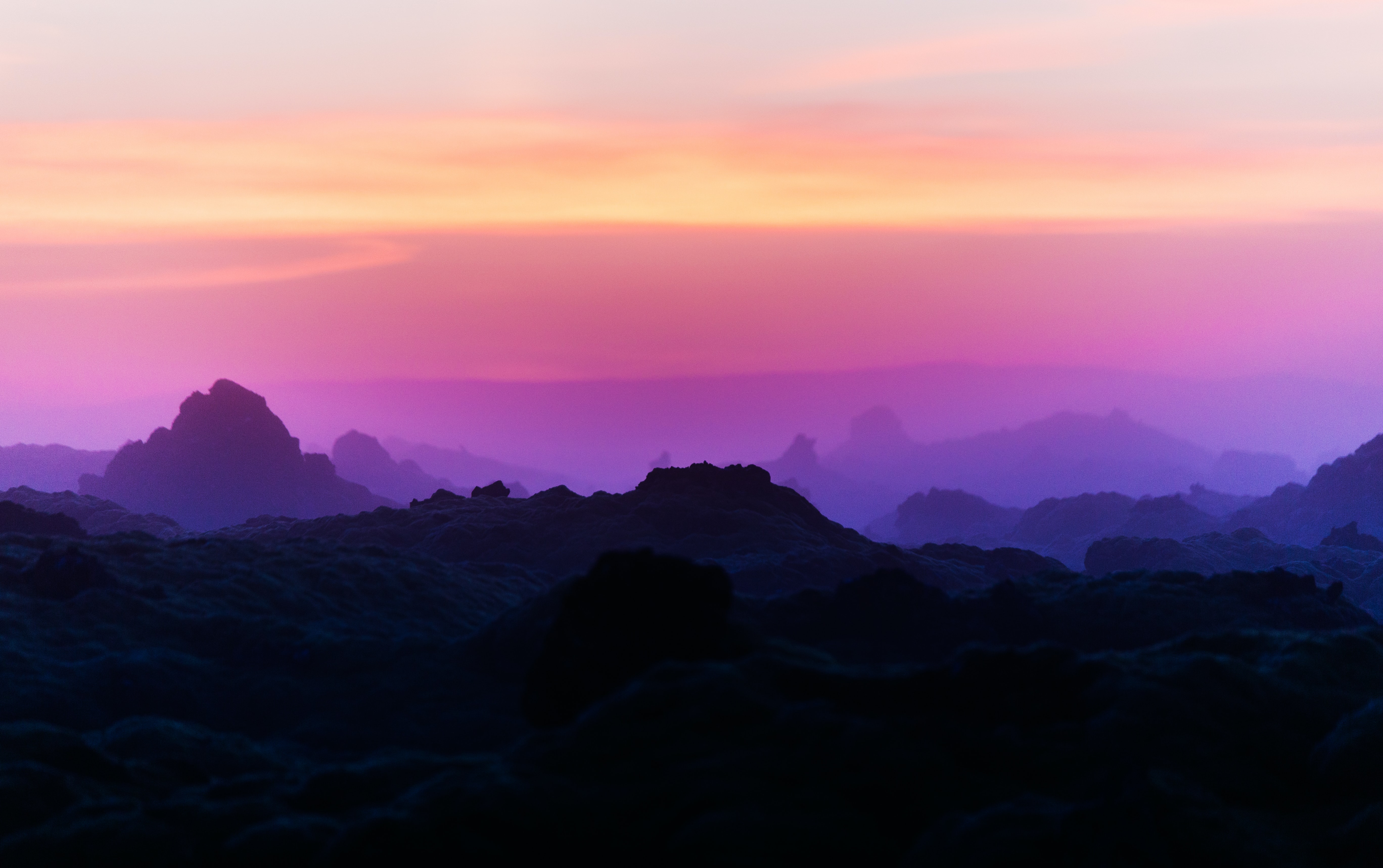 Silhouette Mountain Wallpaper 4K, Mountain range, Sunrise, Nature, #5759