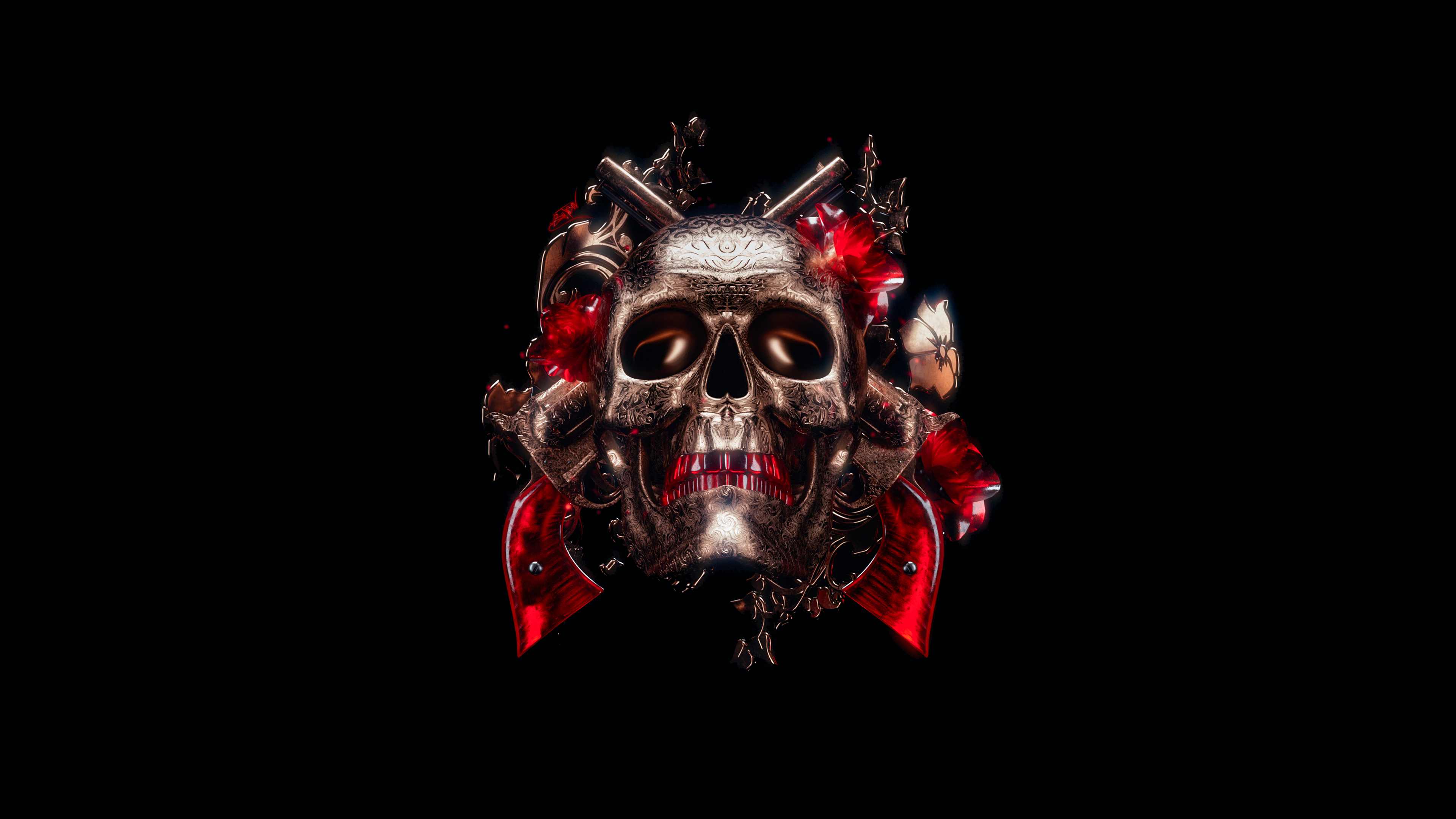 Skull Wallpaper 4K, 3D, Black background, Graphics CGI, #926