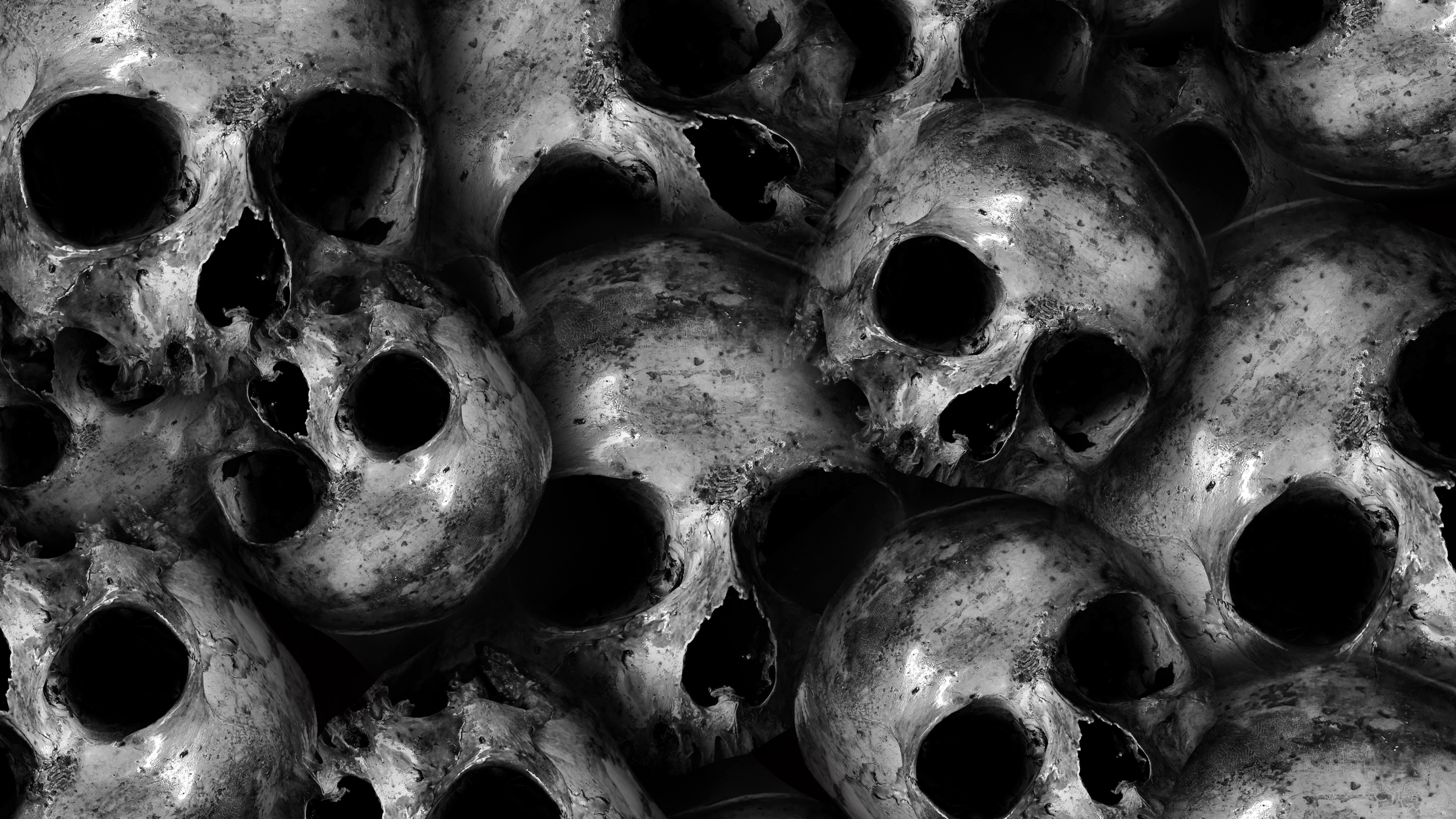 Skulls Wallpaper 4K, Scary, Monochrome, 5K, Black/Dark, #925