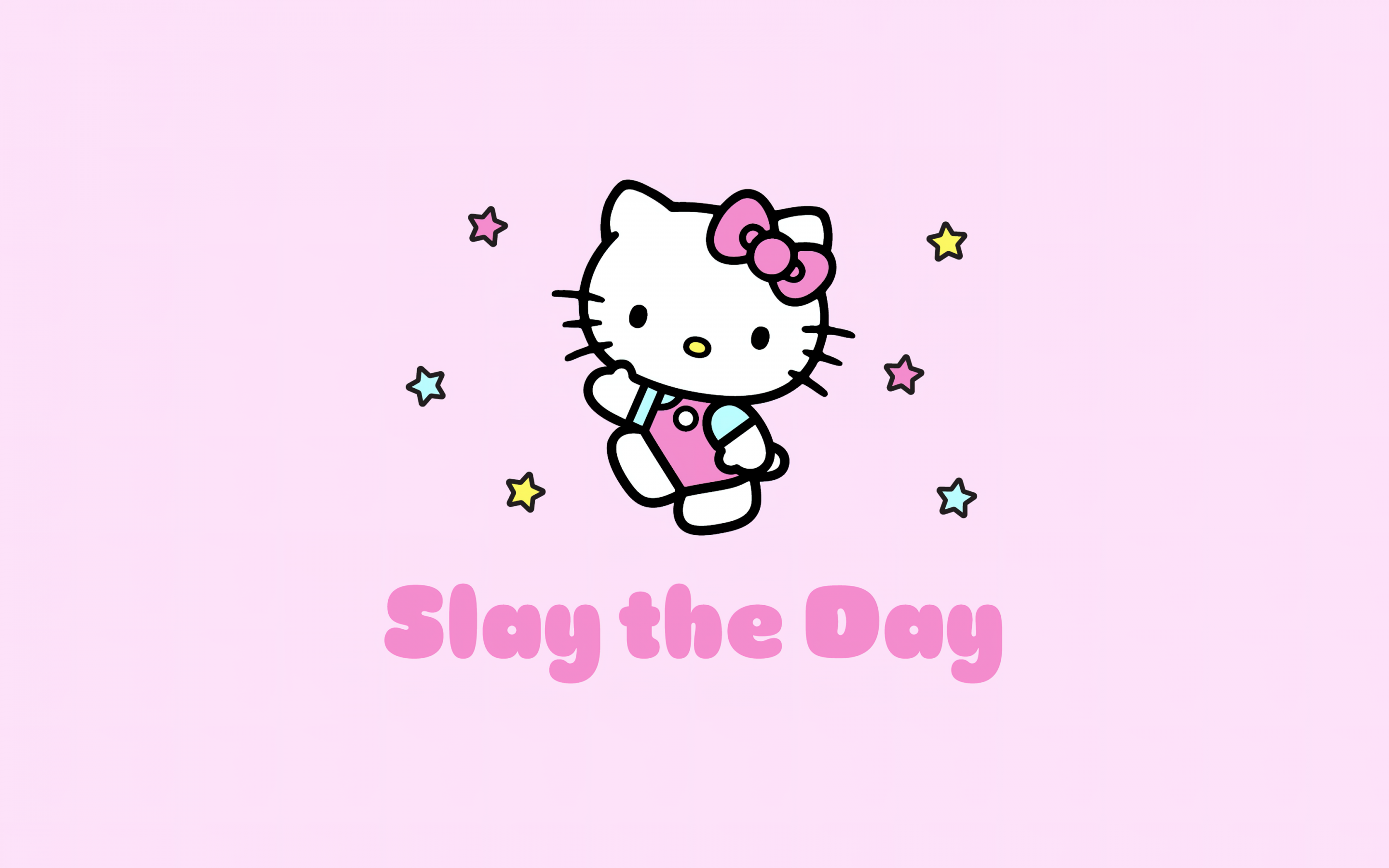 Slay the day Wallpaper 4K, Hello Kitty, Pink aesthetic