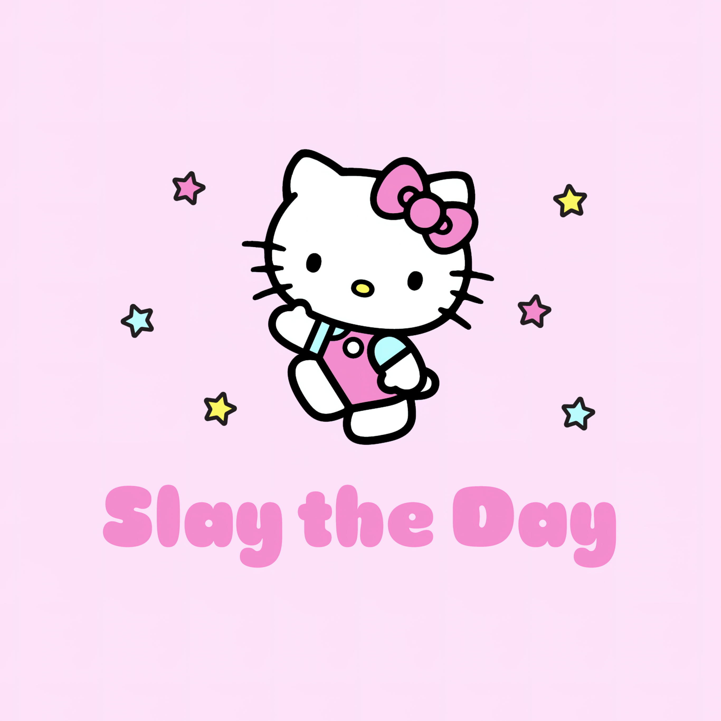 Slay the day Wallpaper 4K, Hello Kitty, Pink aesthetic