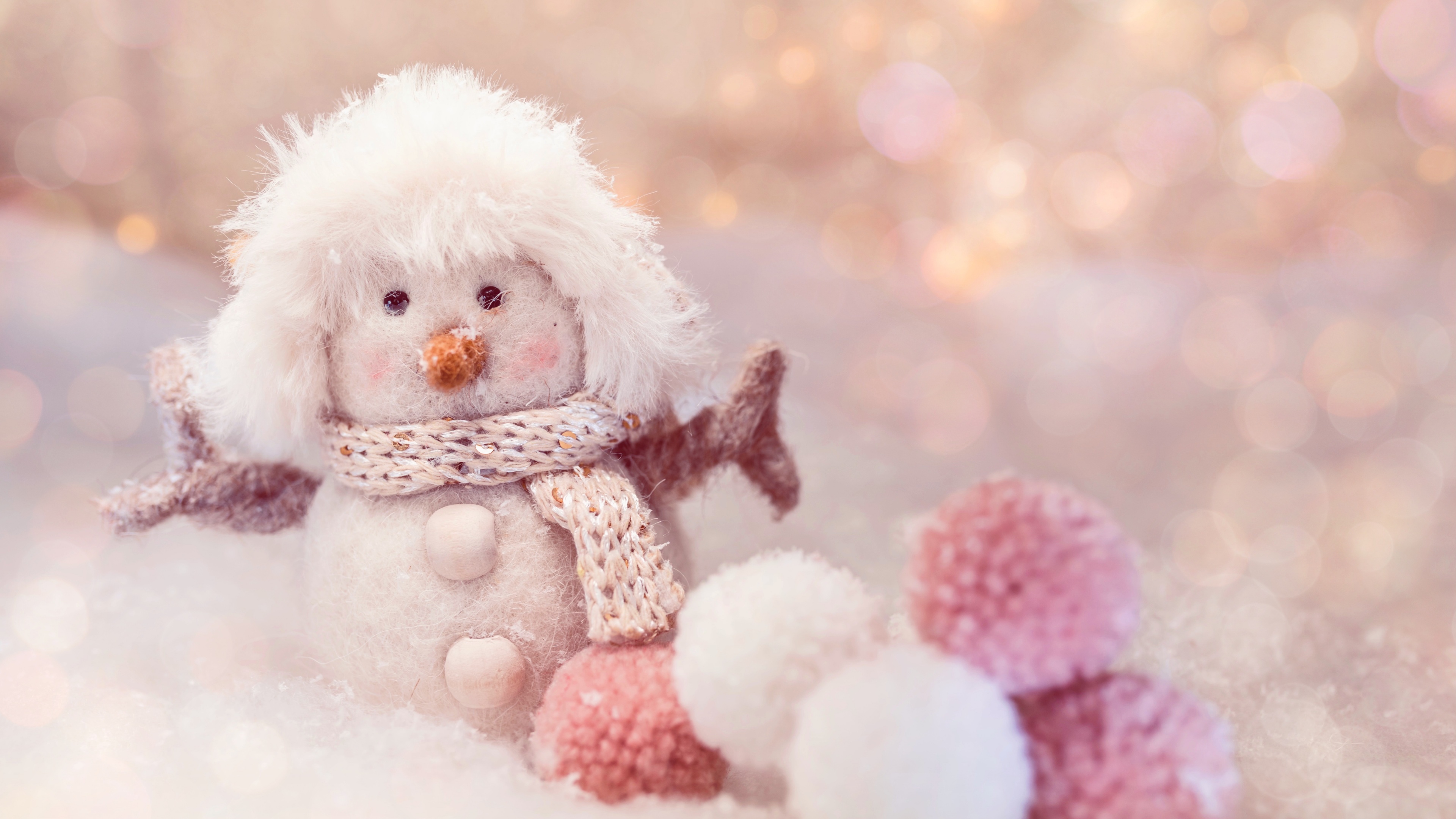 Cute Girl Wallpaper 4K, Winter, Christmas, Snow, Window