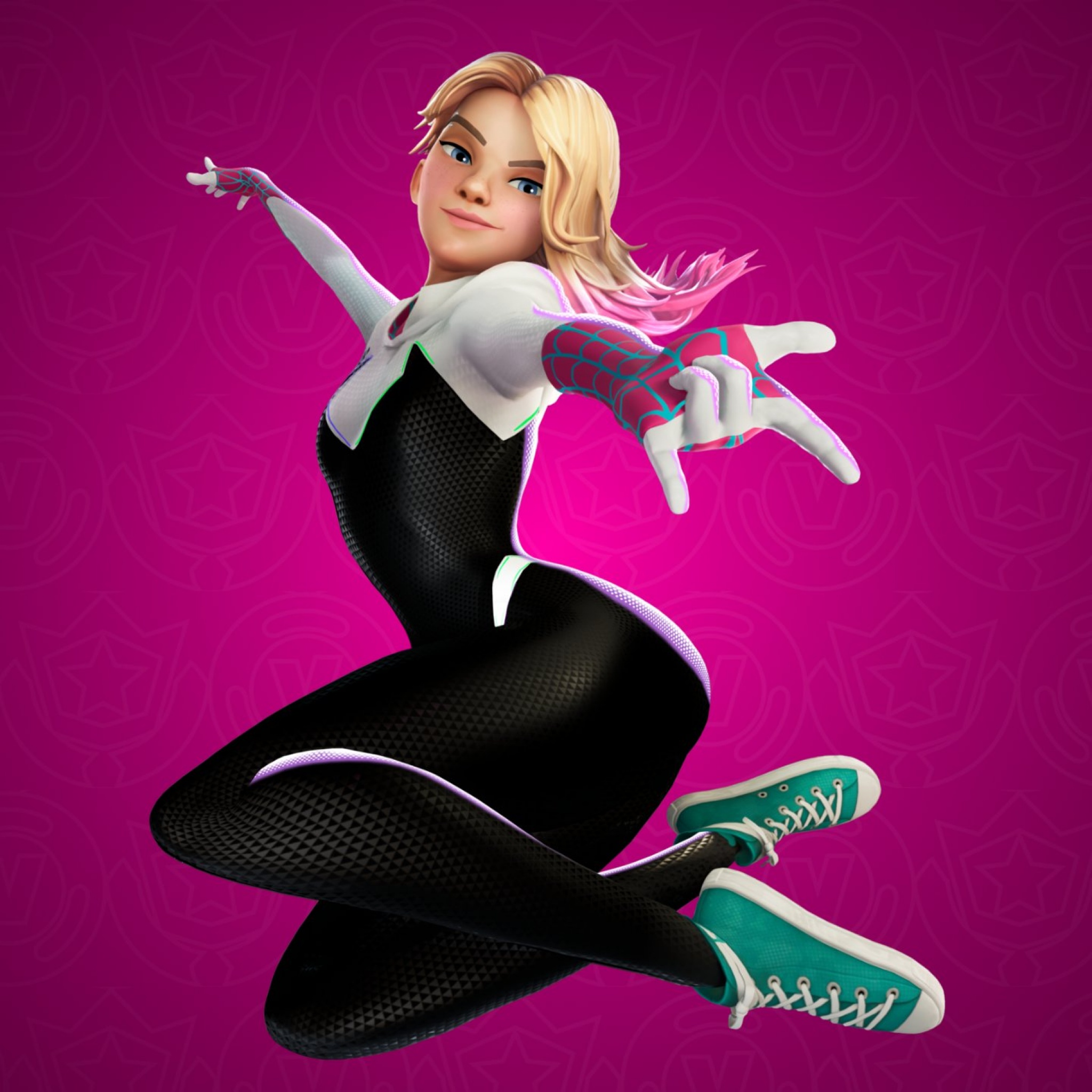 Spider Gwen Wallpaper 4K Fortnite Pink Background   Spider Gwen 2048x1536 10406 