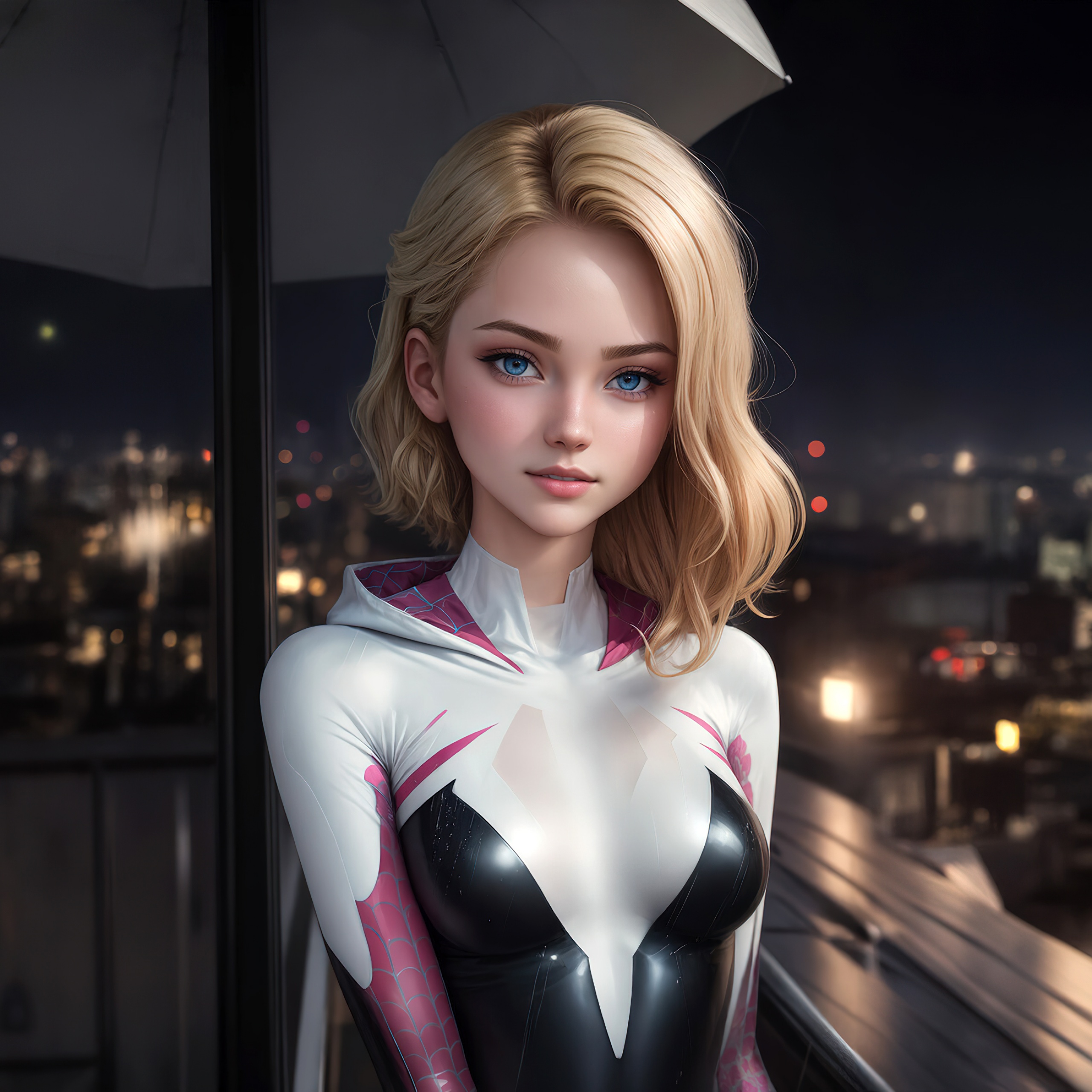 Cute Spider-Gwen Midjourney AI art 4K Wallpaper