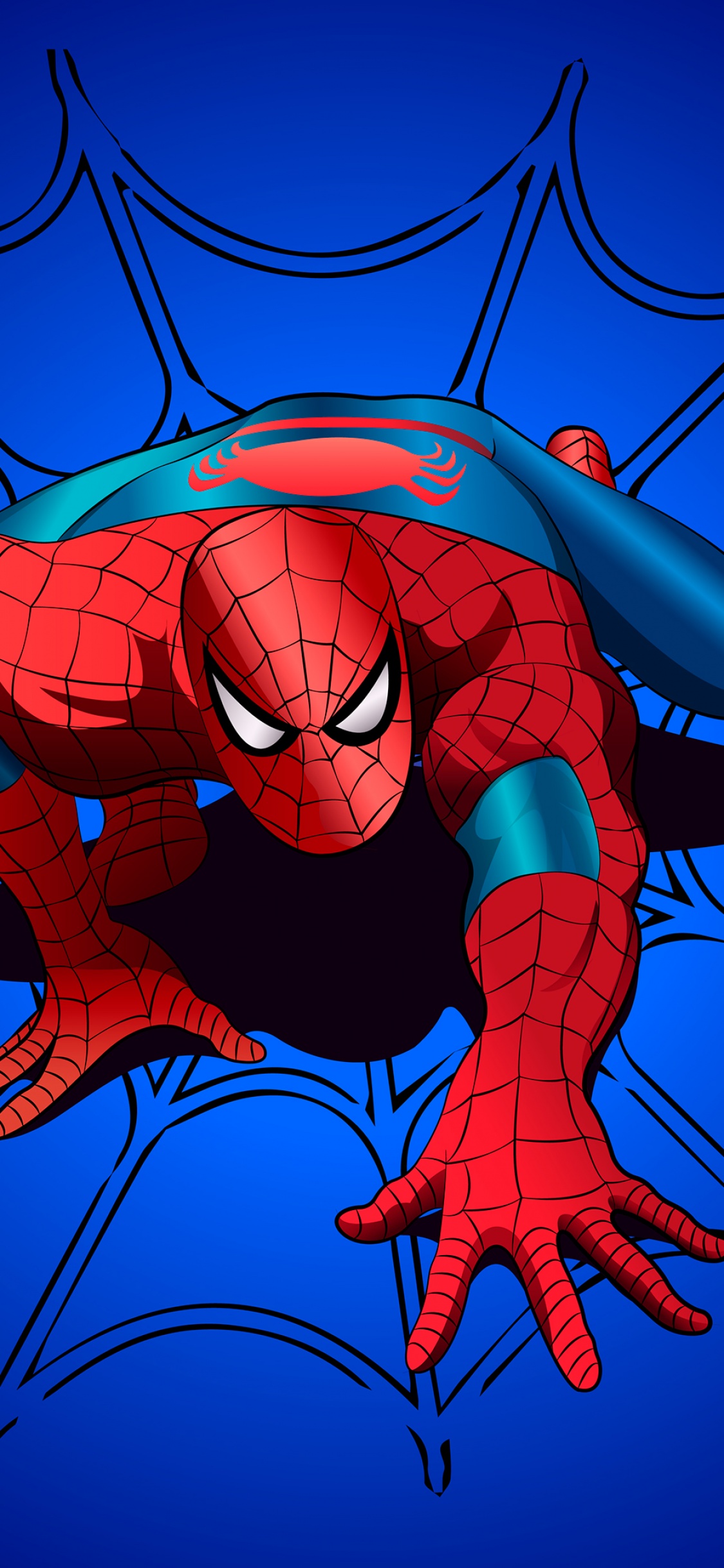 Spider-Man Wallpaper 4K, Blue background, Marvel Superheroes, Graphics