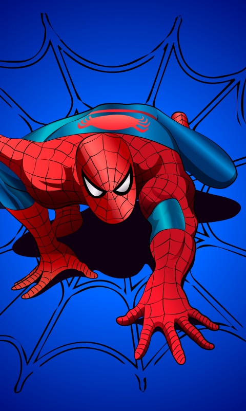 Spider-Man Wallpaper 4K, Blue background, Marvel Superheroes, Graphics