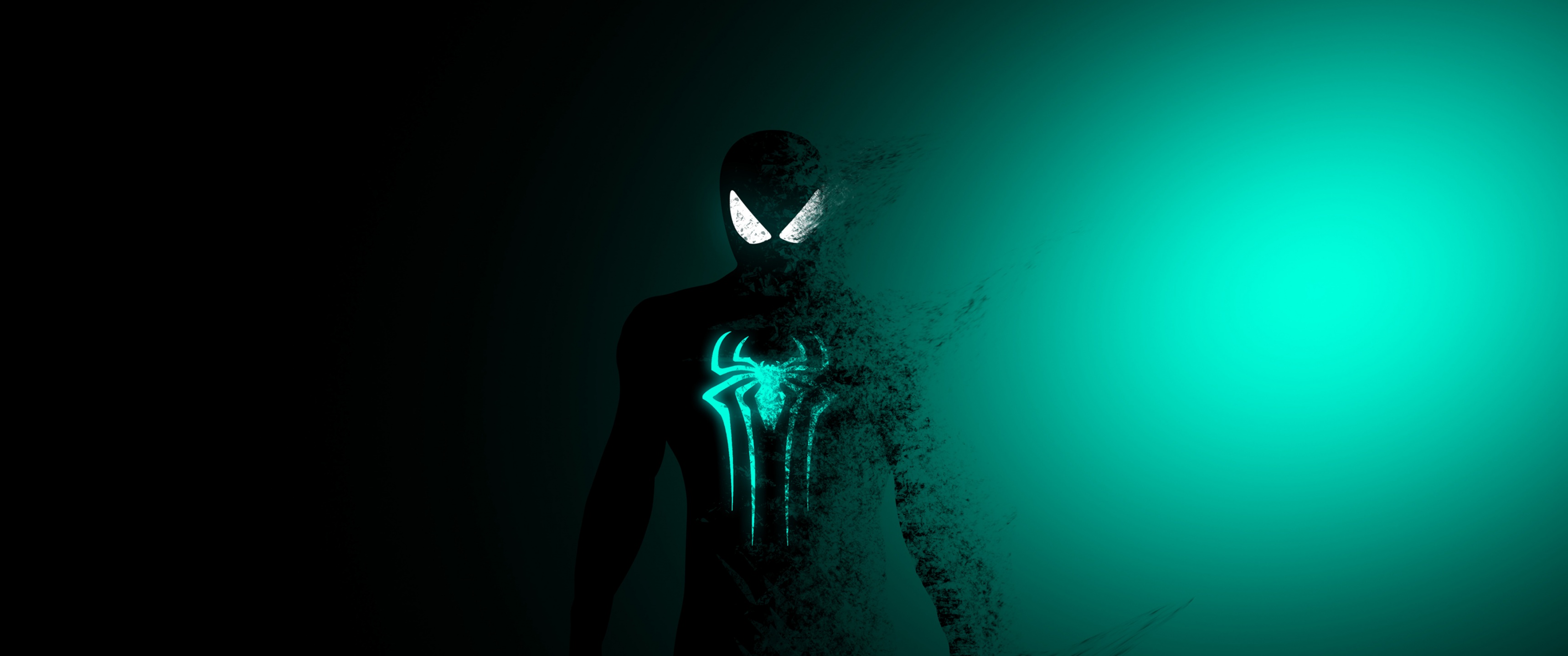 Spider-Man Wallpaper 4K, Dark, Cyan, Minimal, Graphics CGI, #170