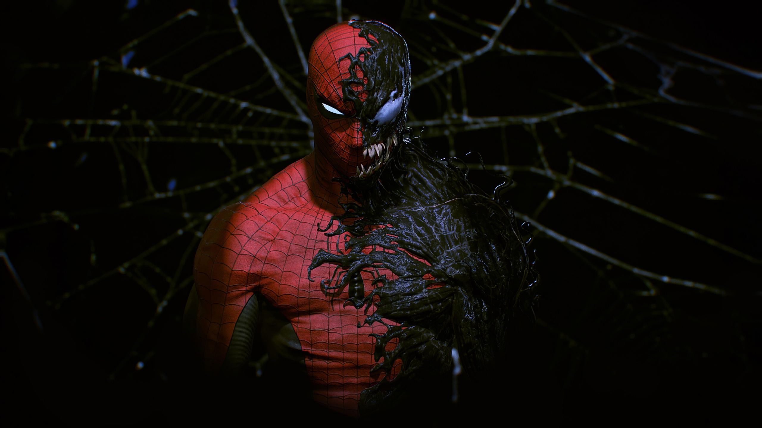 Spider-Man Wallpaper 4K, Venom, Black background, Graphics CGI, #2954
