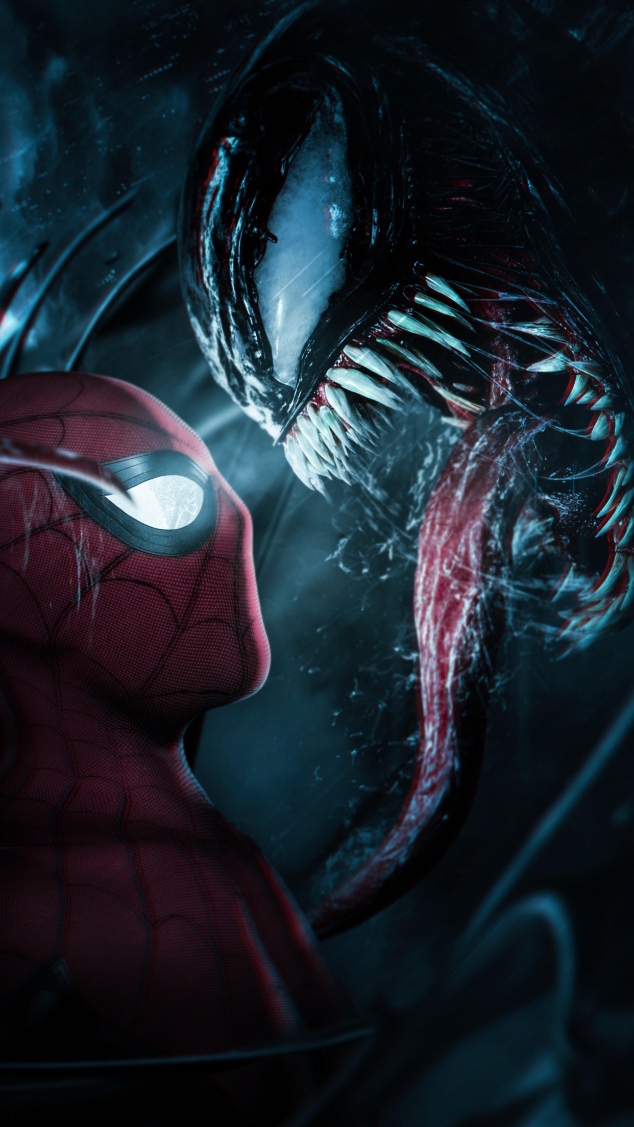 Spider-Man vs Venom 4K Wallpaper for iPhone