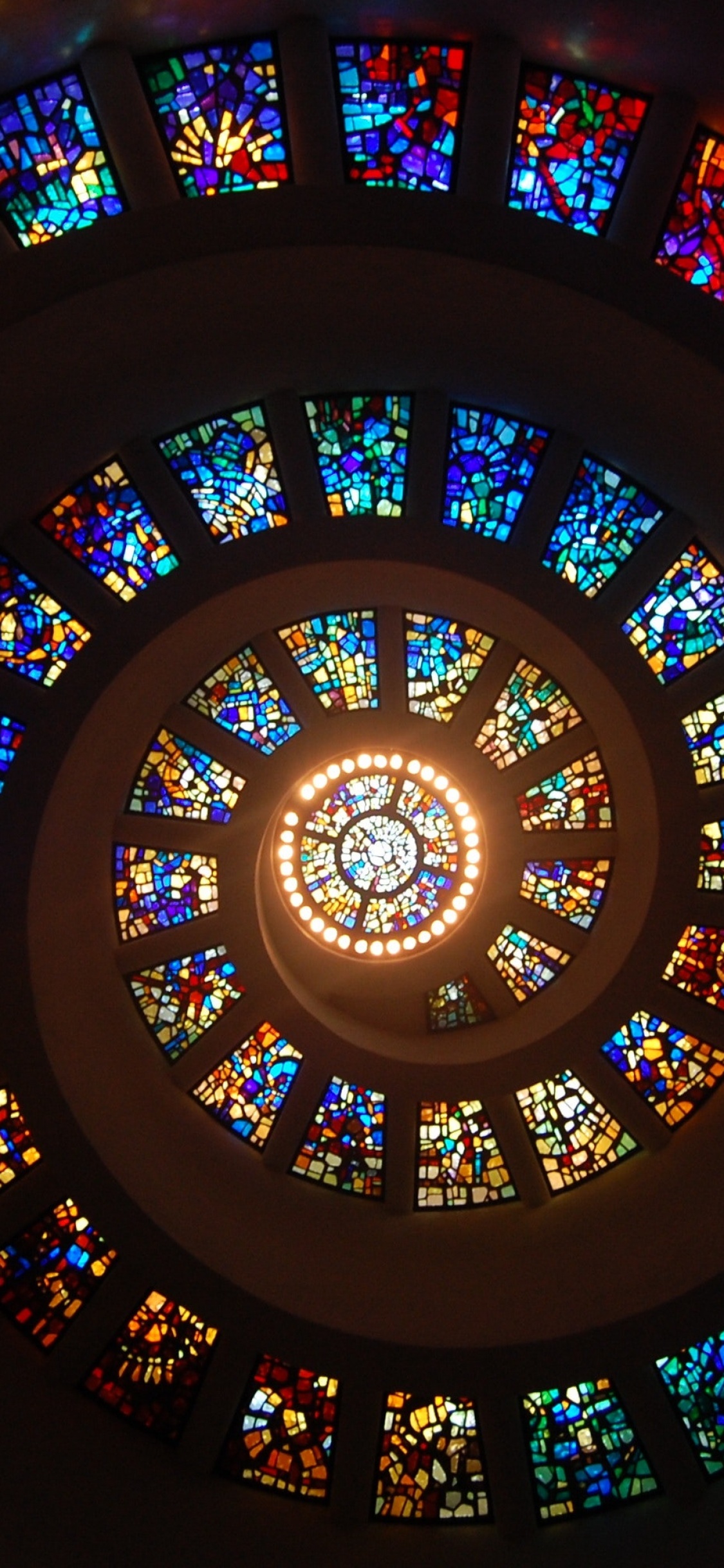 Spiral ceiling 4K Wallpaper, Stained glass, Church, HD, Photography, #1251