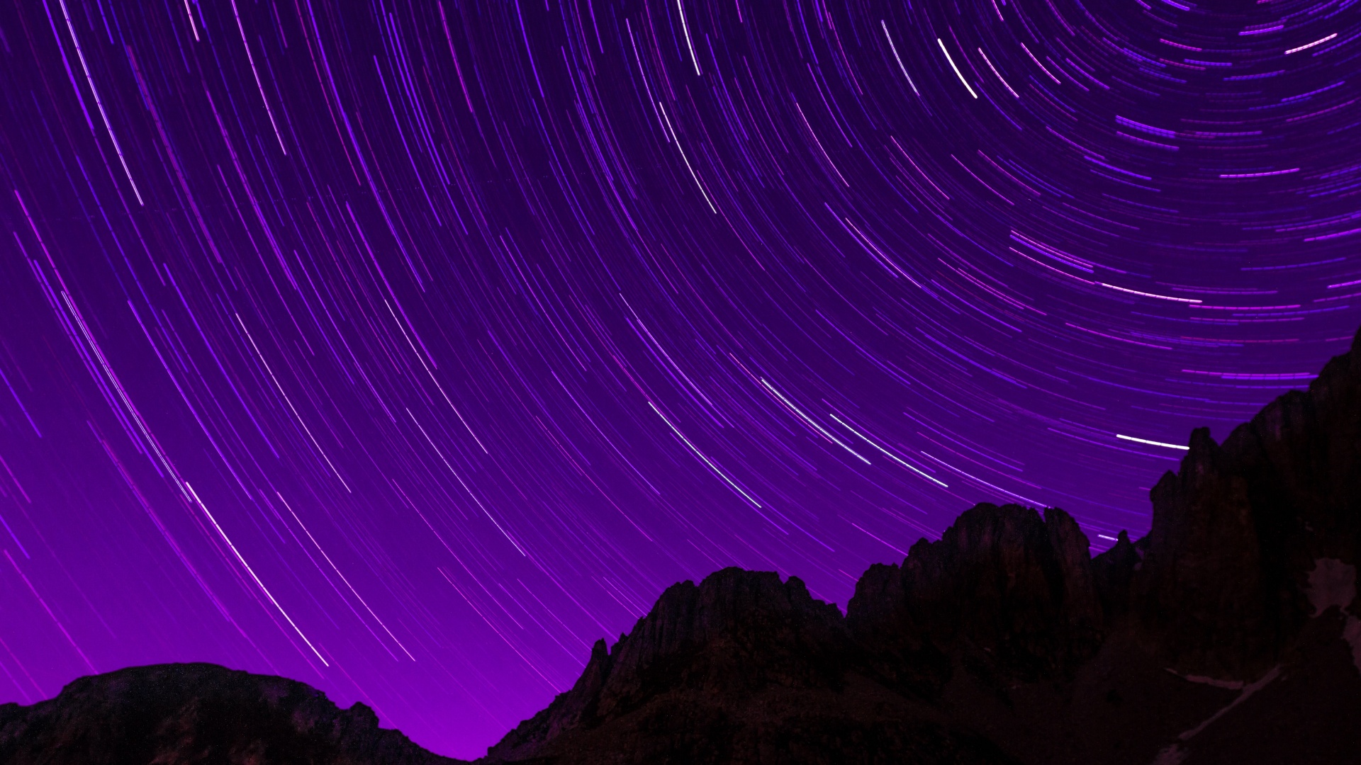 Star Trails Wallpaper 4K, Purple sky, Timelapse, Night sky, Astronomy