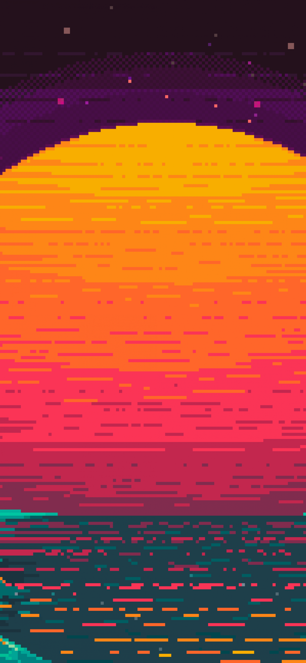 Sun Wallpaper 4K, Dawn, Valley, Pixel art, set