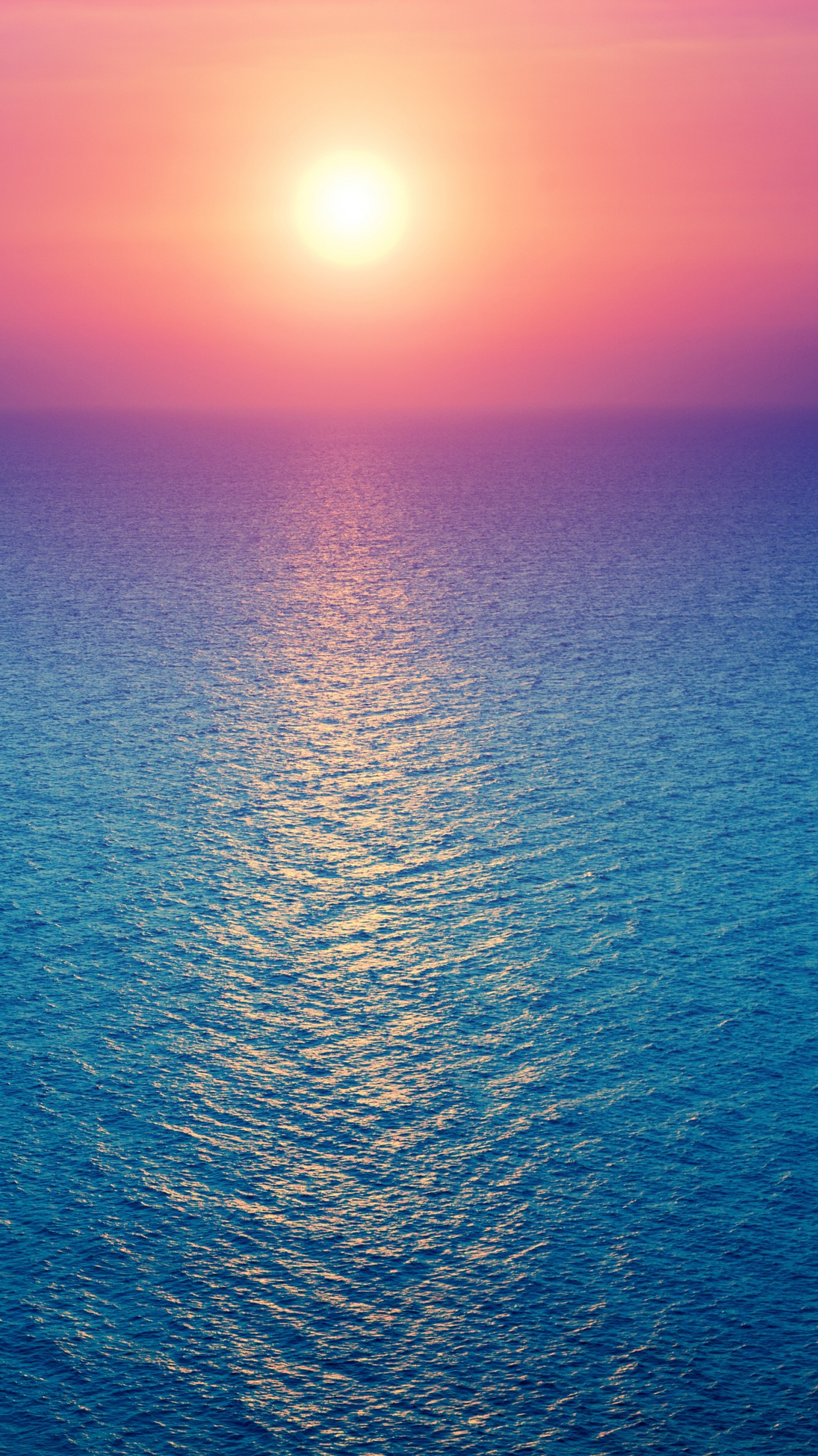 Sunrise Wallpaper 4K, Seascape, Horizon, Ocean, Pink sky