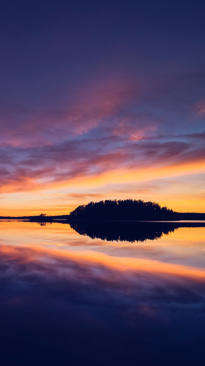 Sunset Wallpaper 4K, Evening, Dusk, 5K, Lake, Sweden