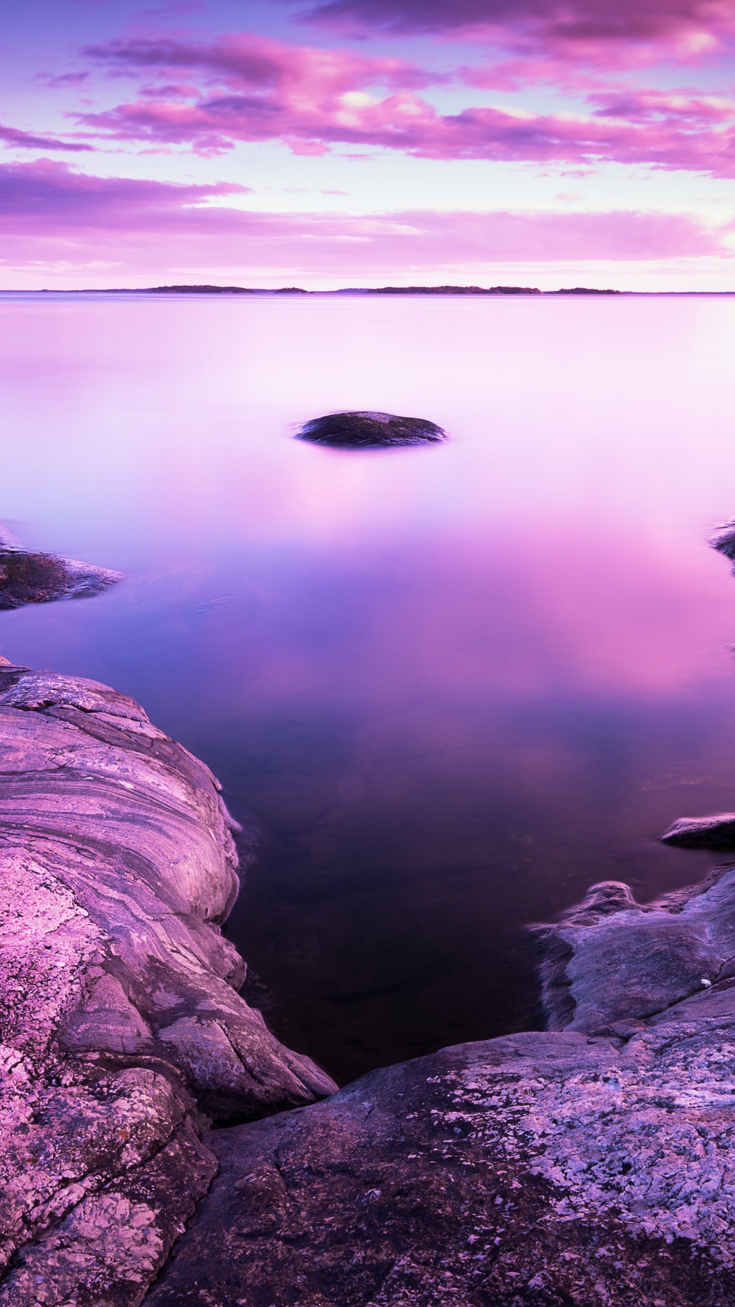 Sunset Wallpaper 4K, Scenery, Rocks, Lake, Nature, #91