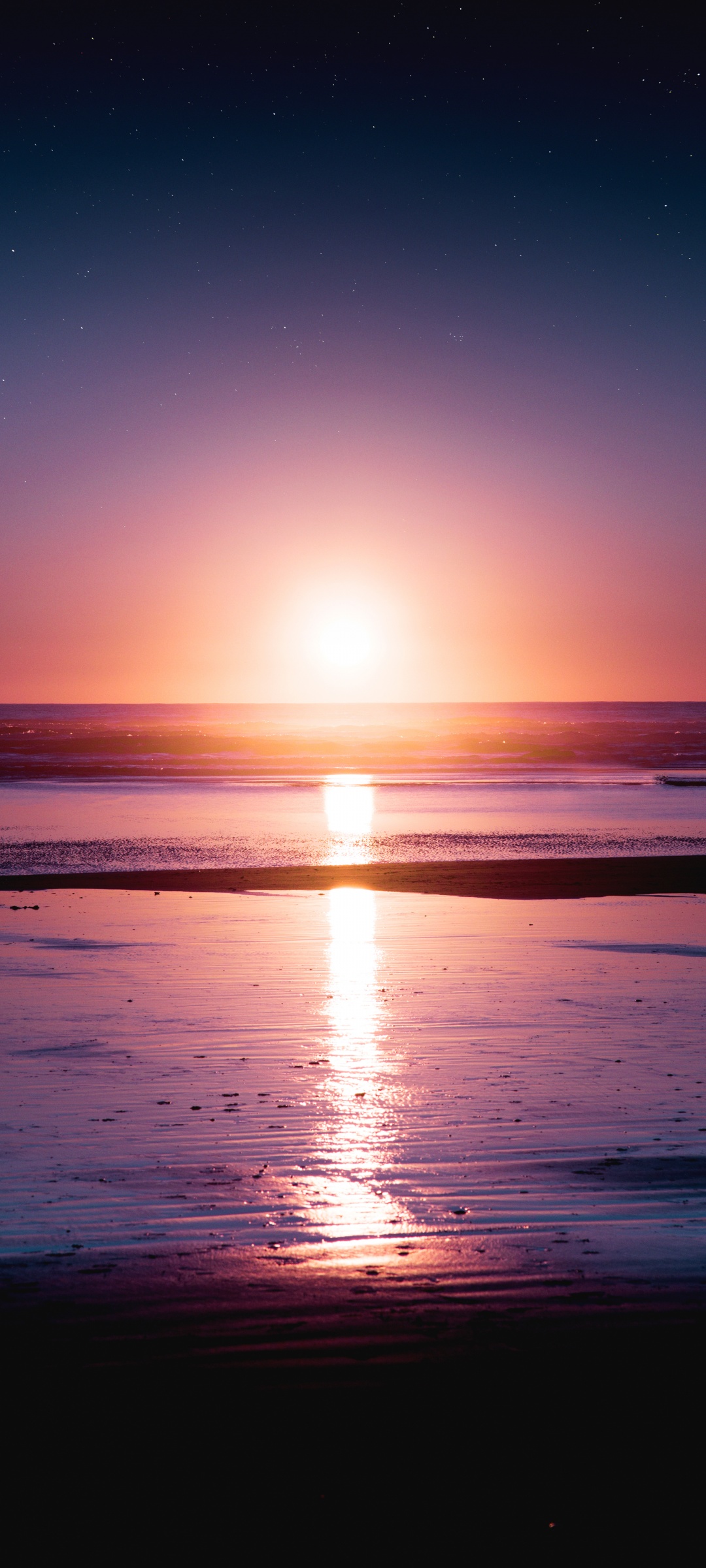 Sunset 4K Wallpaper, Seascape, Reflection, Beach, Seashore