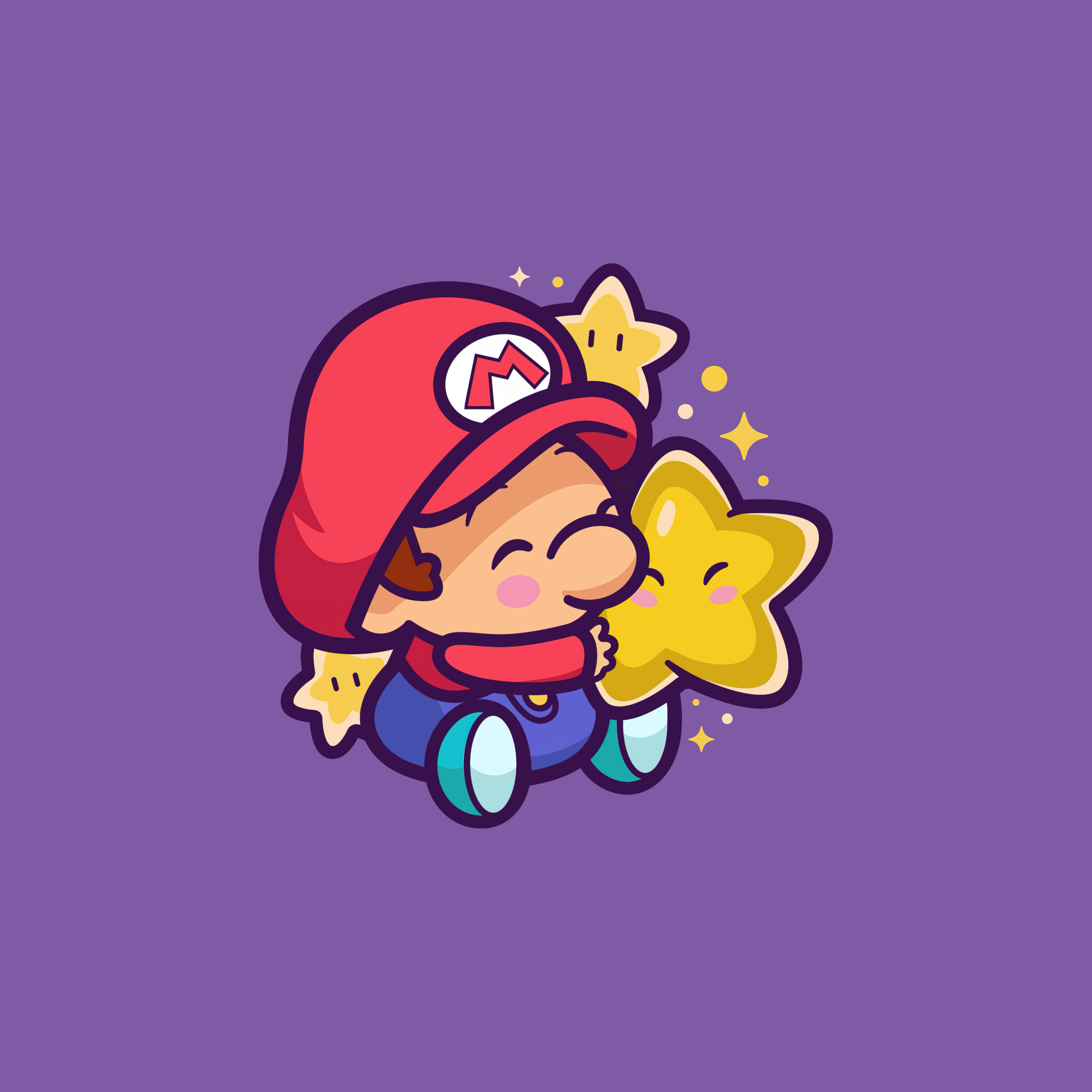 Super Mario Wallpaper 4K, Cute Mario, Purple background, 5K