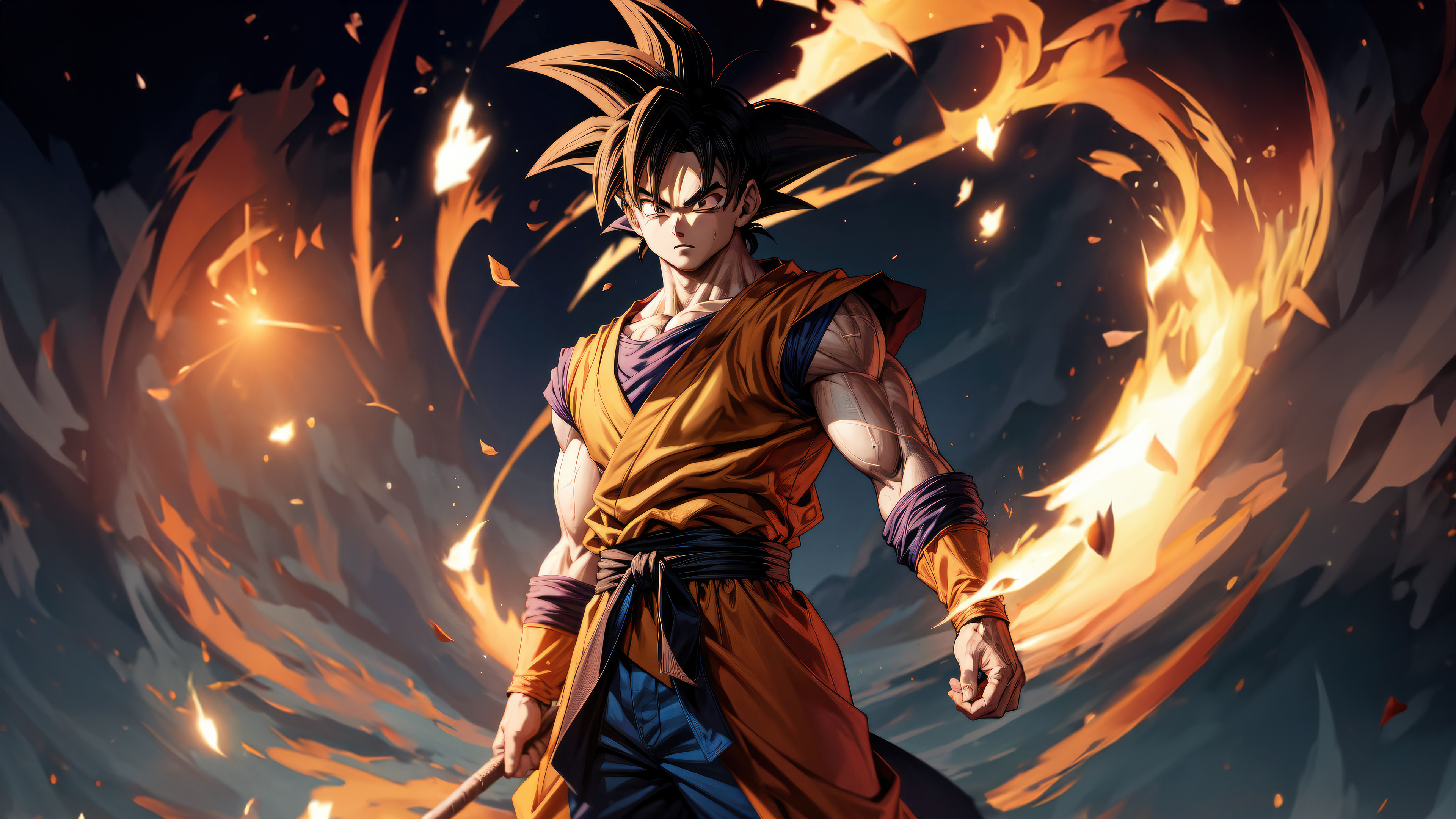 Super Saiyan Goku Wallpaper 4K, Dragon Ball Z, AI art, dragon ball