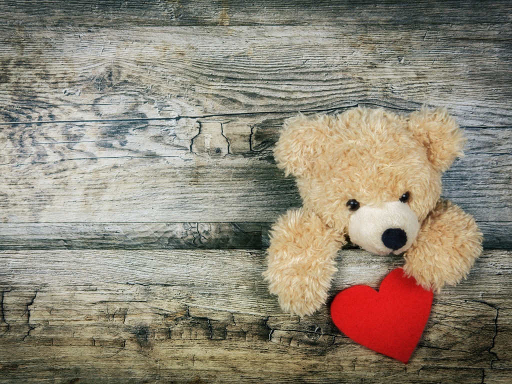 Teddy bear Wallpaper 4K, Red heart, Cute, #3541
