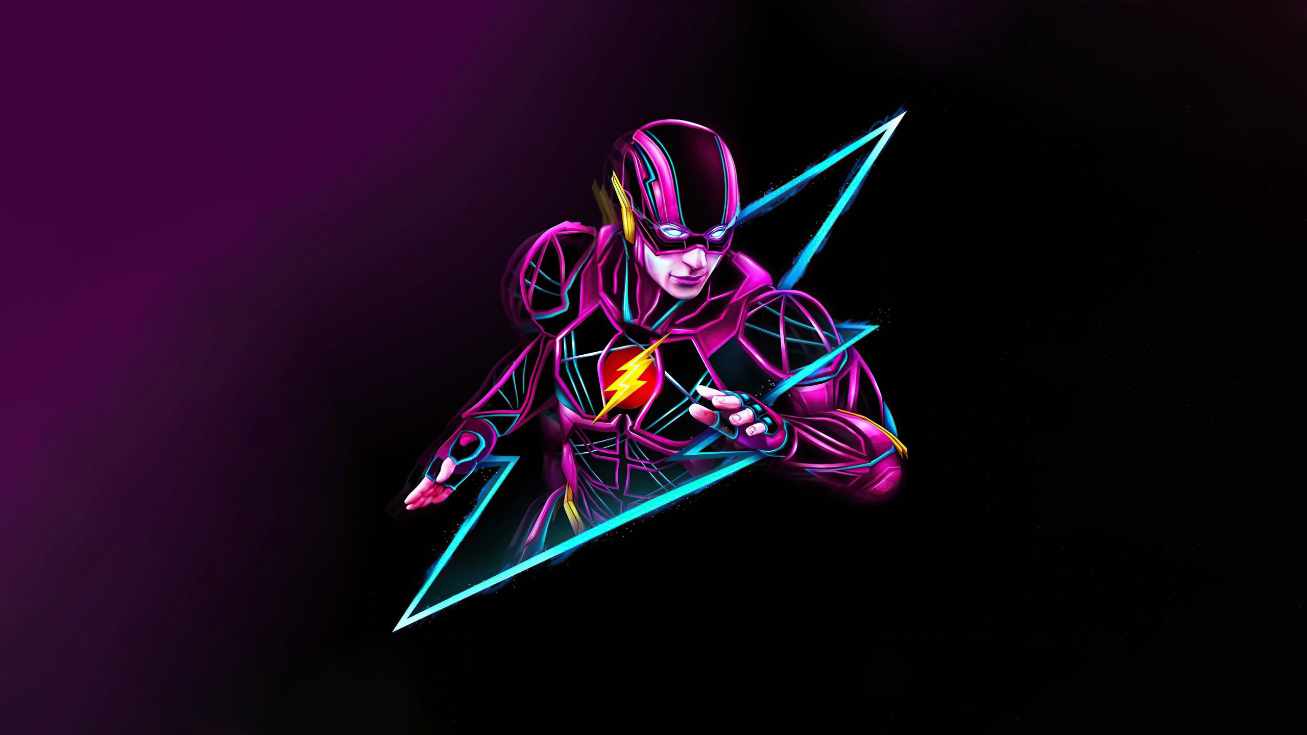The Flash Wallpaper 4K, Neon art