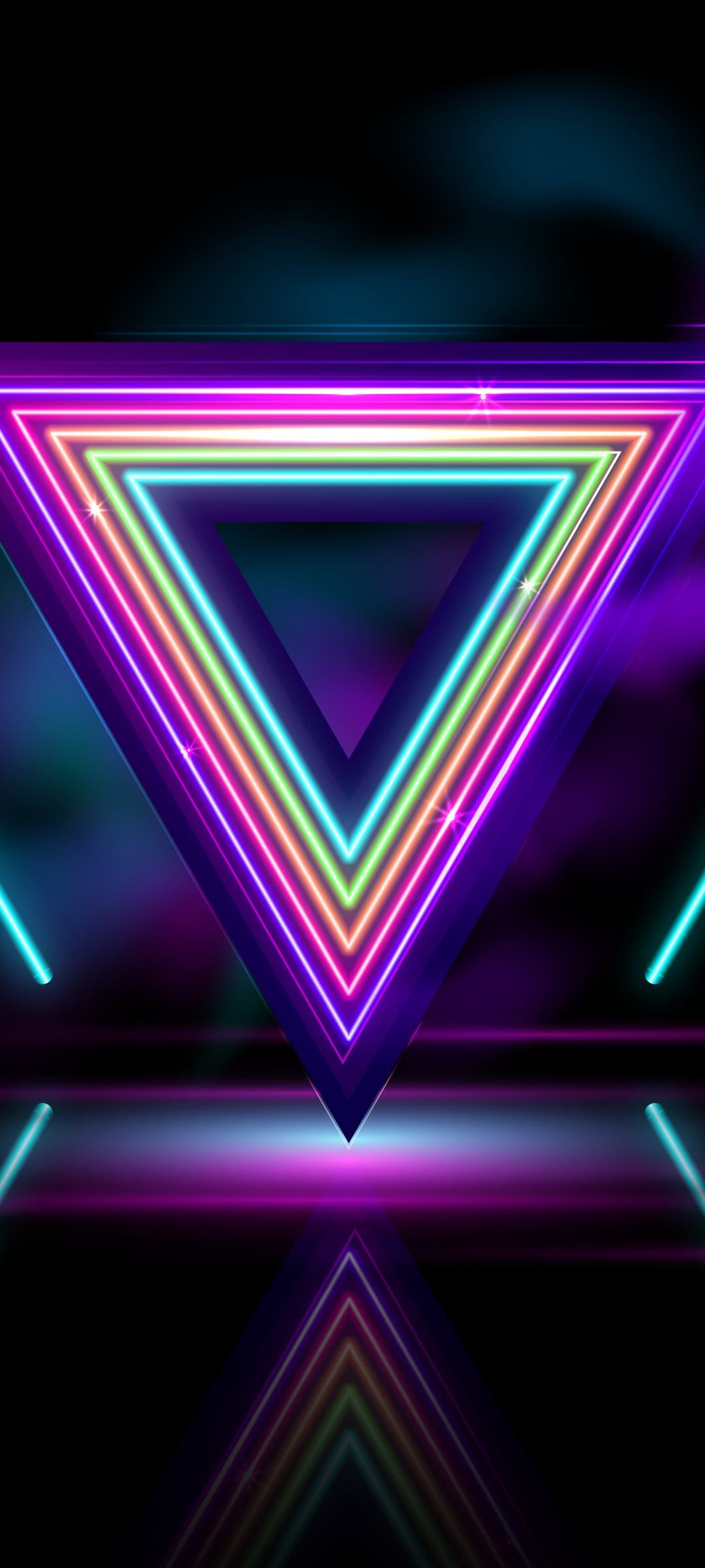 Triangles Wallpaper 4K, Neon colors, Neon glow, Abstract, #8333