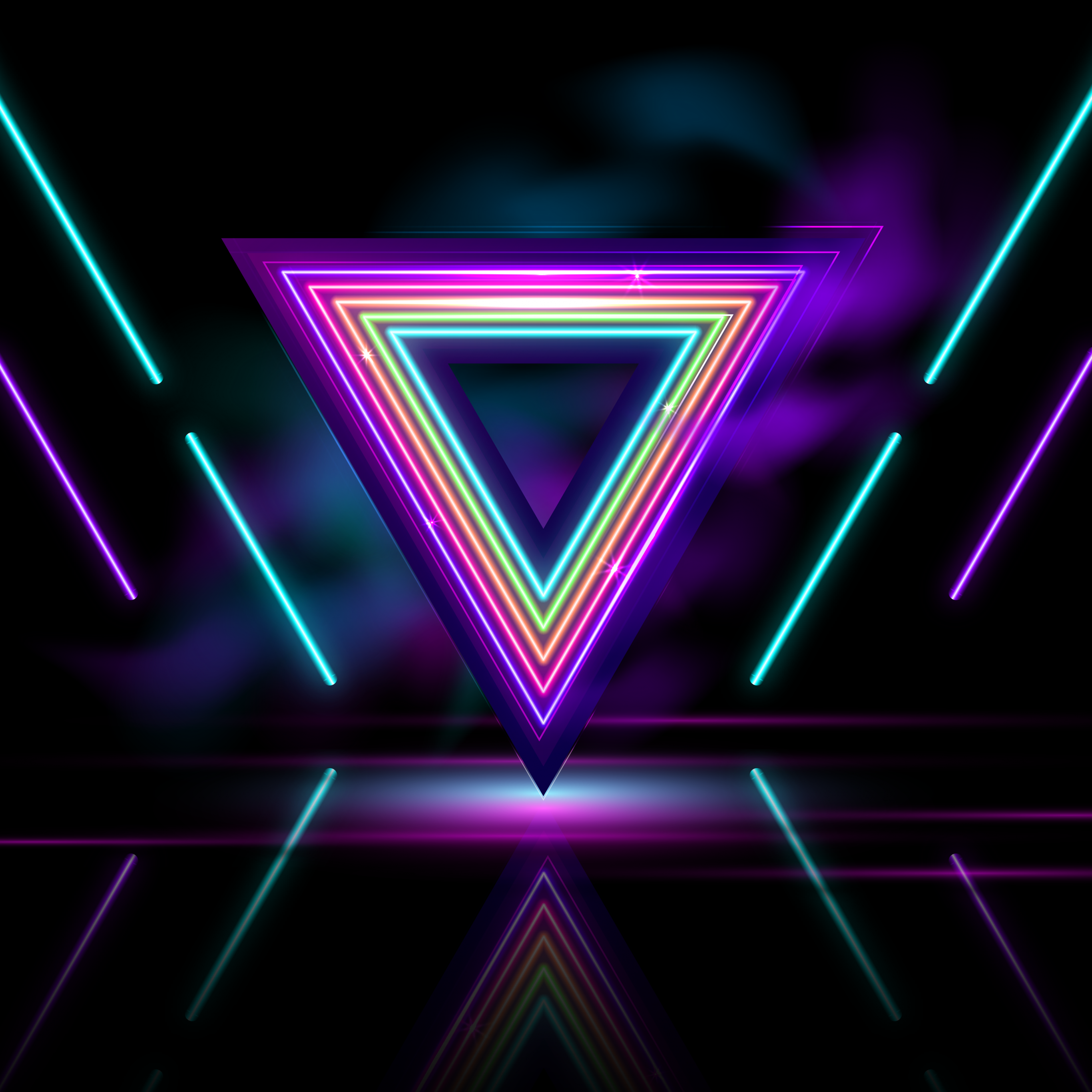 Triangles Wallpaper 4K, Neon colors, Neon glow, Abstract, #8333