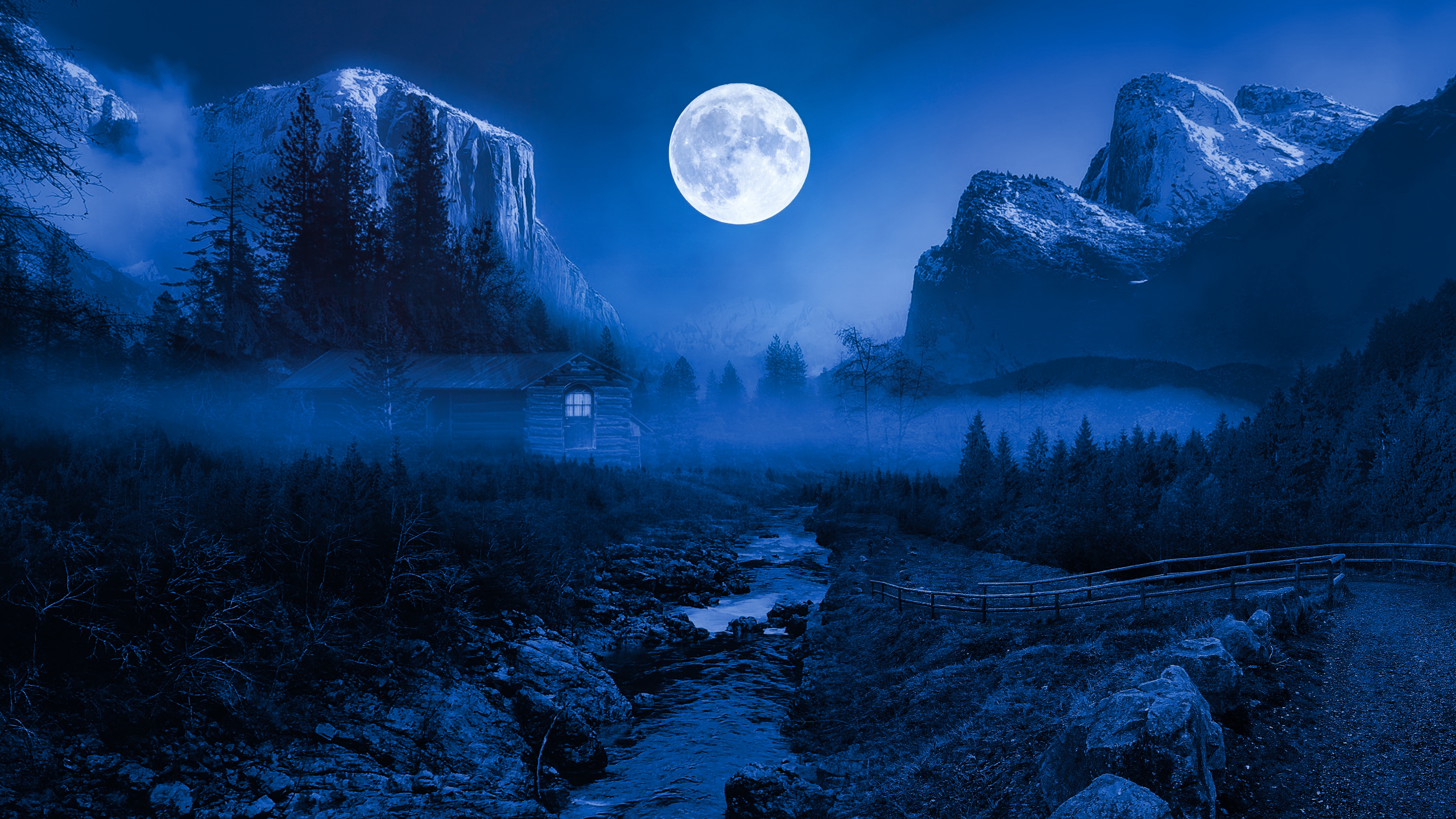 Twilight Moon Wallpaper 4K, Night time, Landscape, Nature, #4619